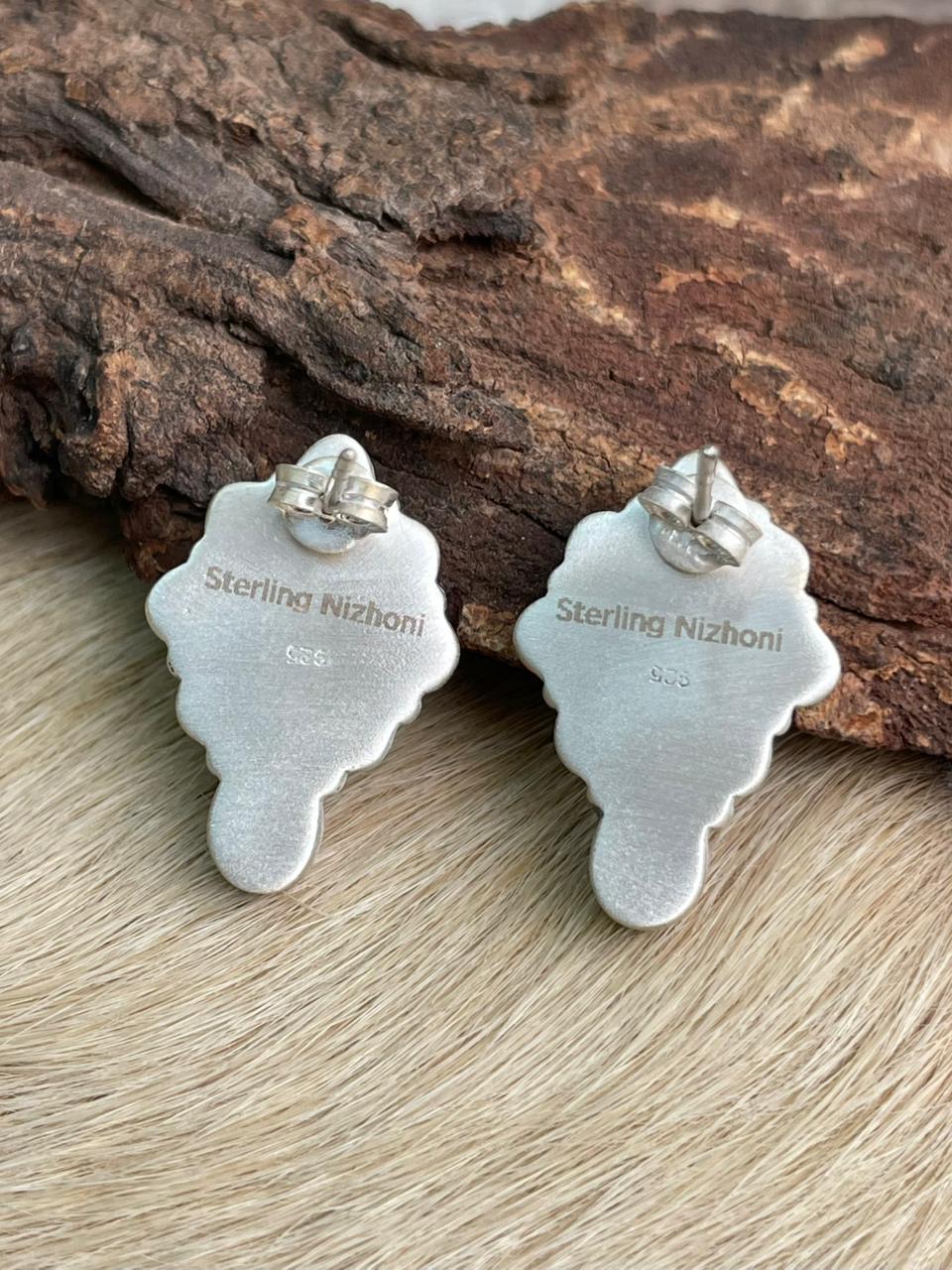 Handmade Sterling Silver Cotton Candy Post Studs Earrings "Signed Nizhoni"