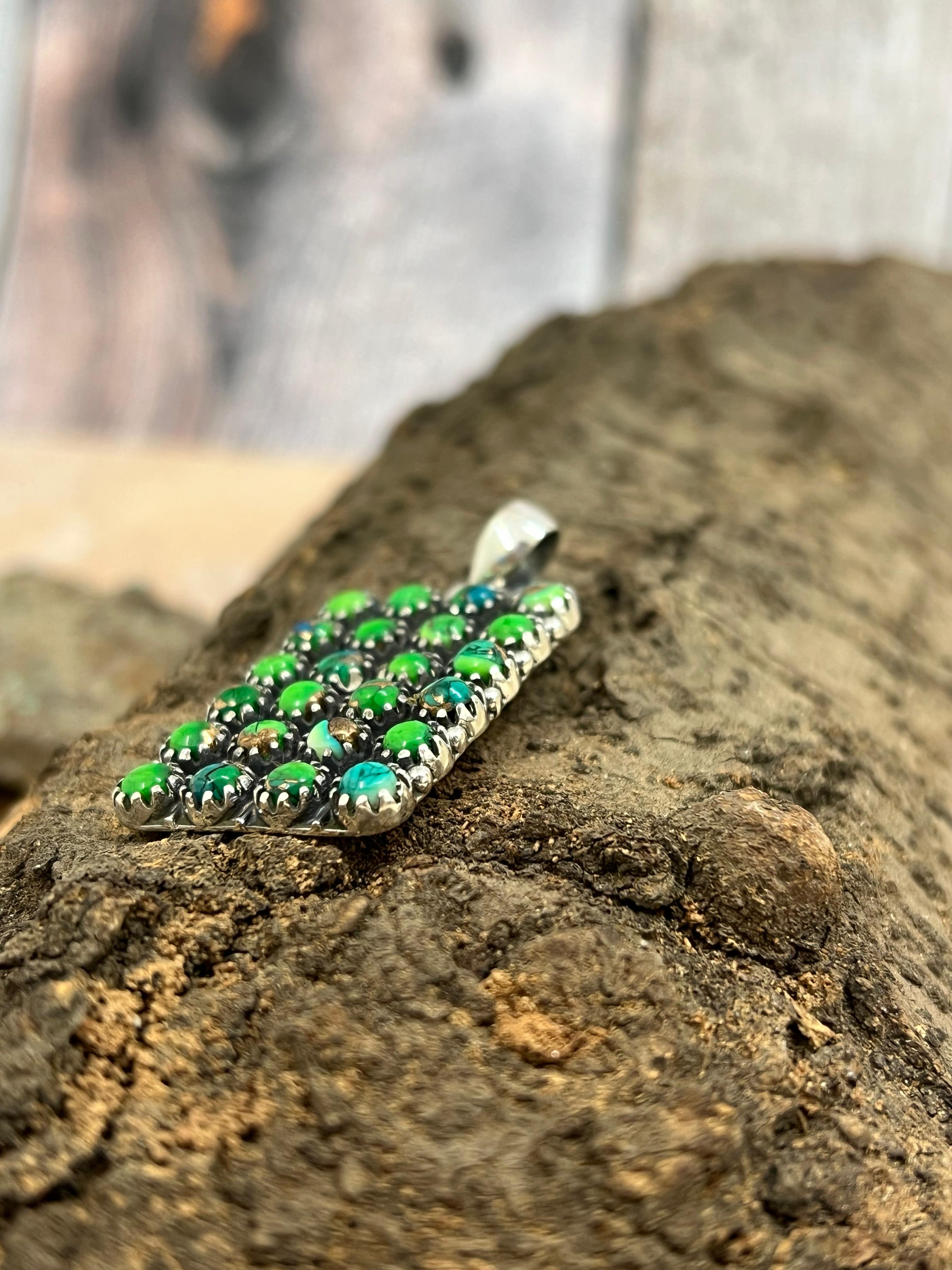 Handmade Sterling Silver Peacock Dahlia Pendant with Signed Nizhoni