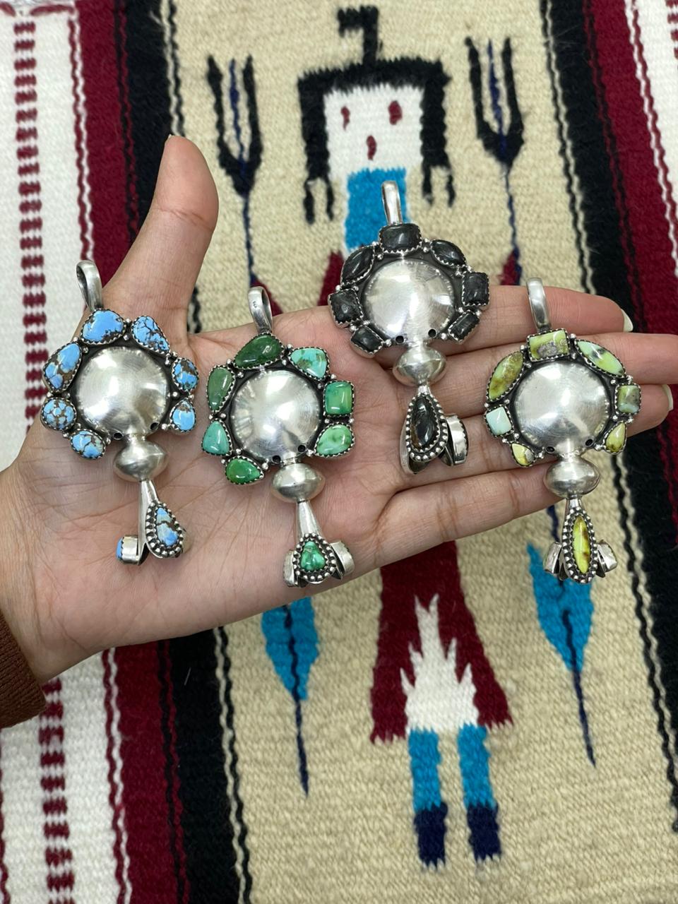 Handmade Sterling Silver Multi Stone Pendant "Signed Nizhoni"