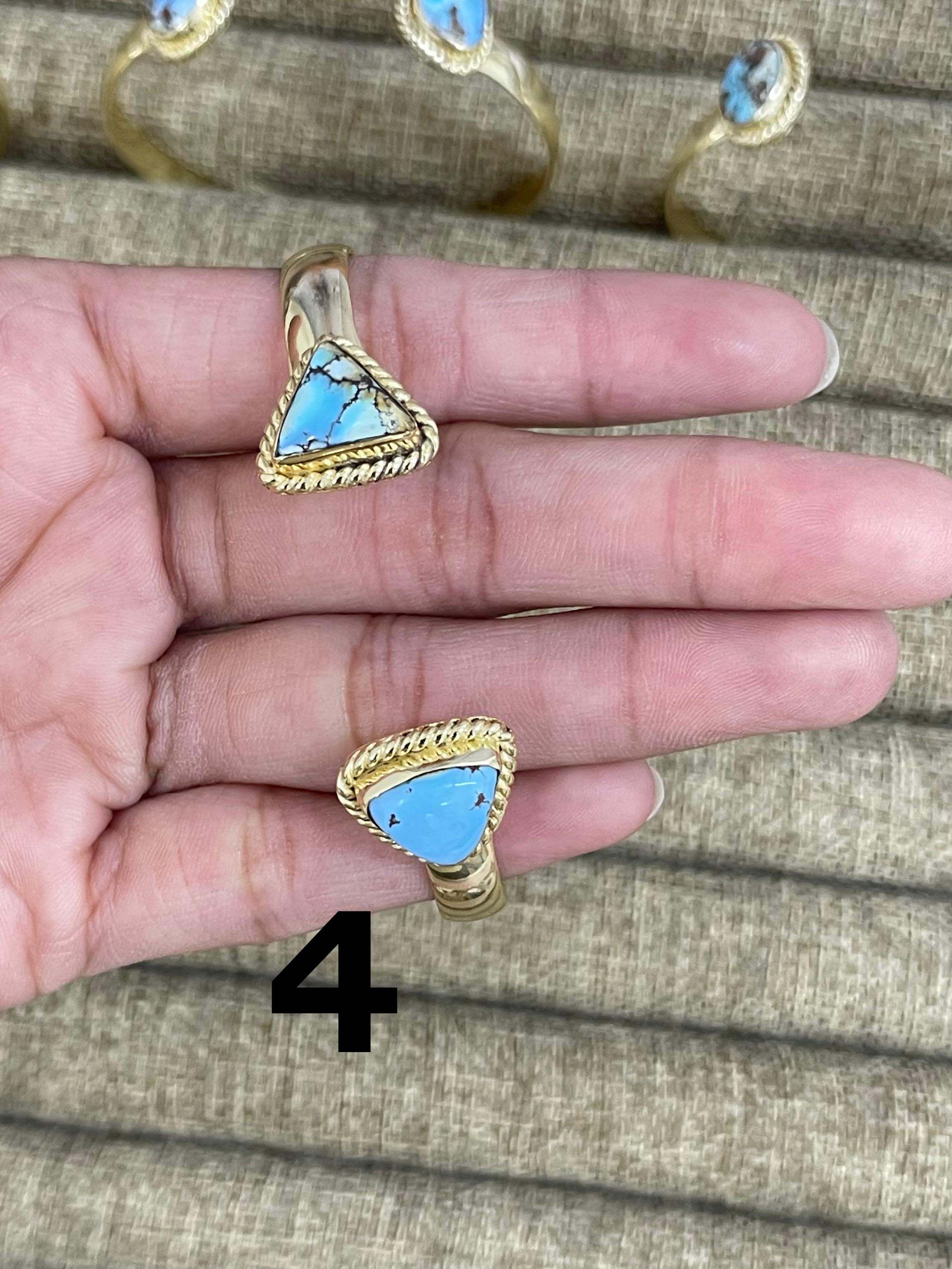 “The Golden Collection” Handmade Natural Gold Plated Golden Hills Turquoise Cuff Bracelet