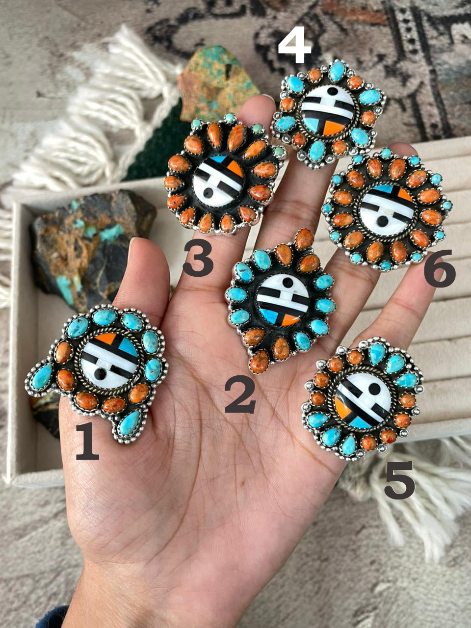 Handmade Sterling Silver Turquoise and MOP adjustable Ring "Signed Nizhoni"