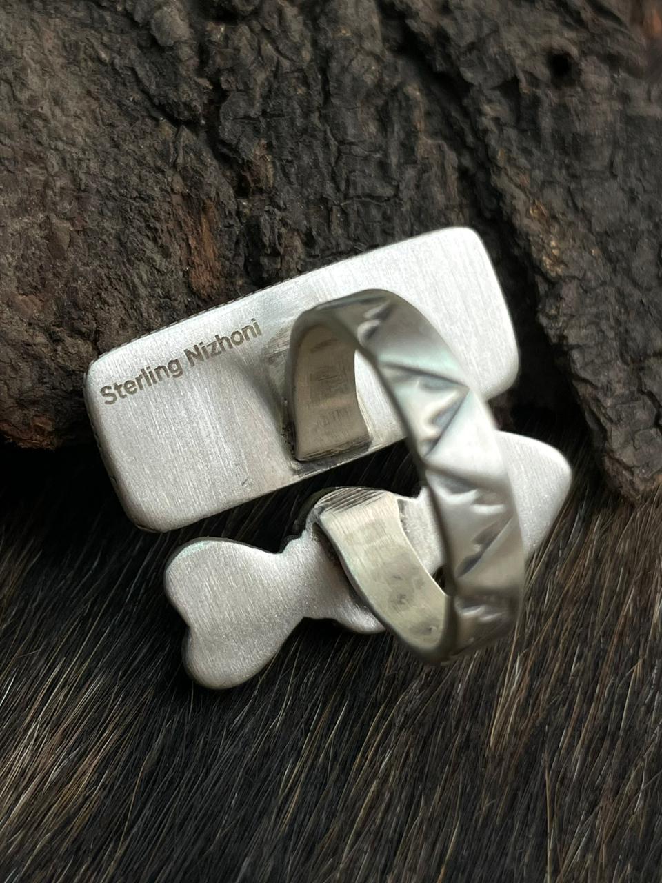 Handmade Sterling Silver 'Cotton Candy Cobble Collection' Adjustable Ring "Signed Nizhoni"