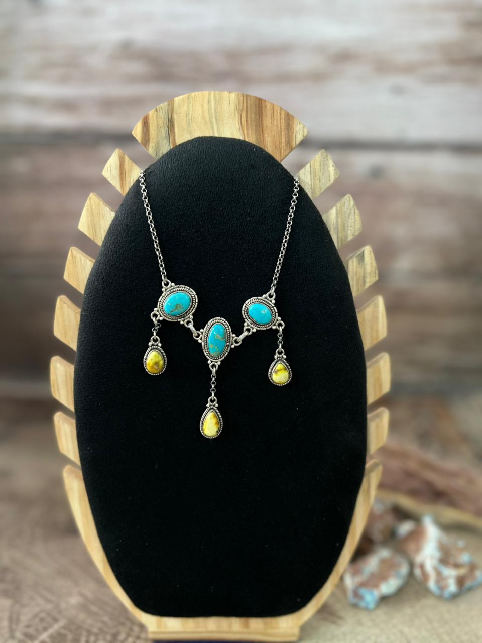 Handmade Sterling Silver Palomino with Santa Maria Necklace "Signed Nizhoni"