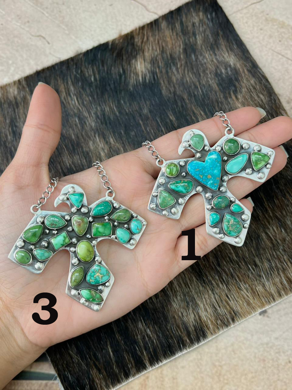 Handmade Sterling Silver Multi Stone Thunder Bird Necklace "Signed Nizhoni"