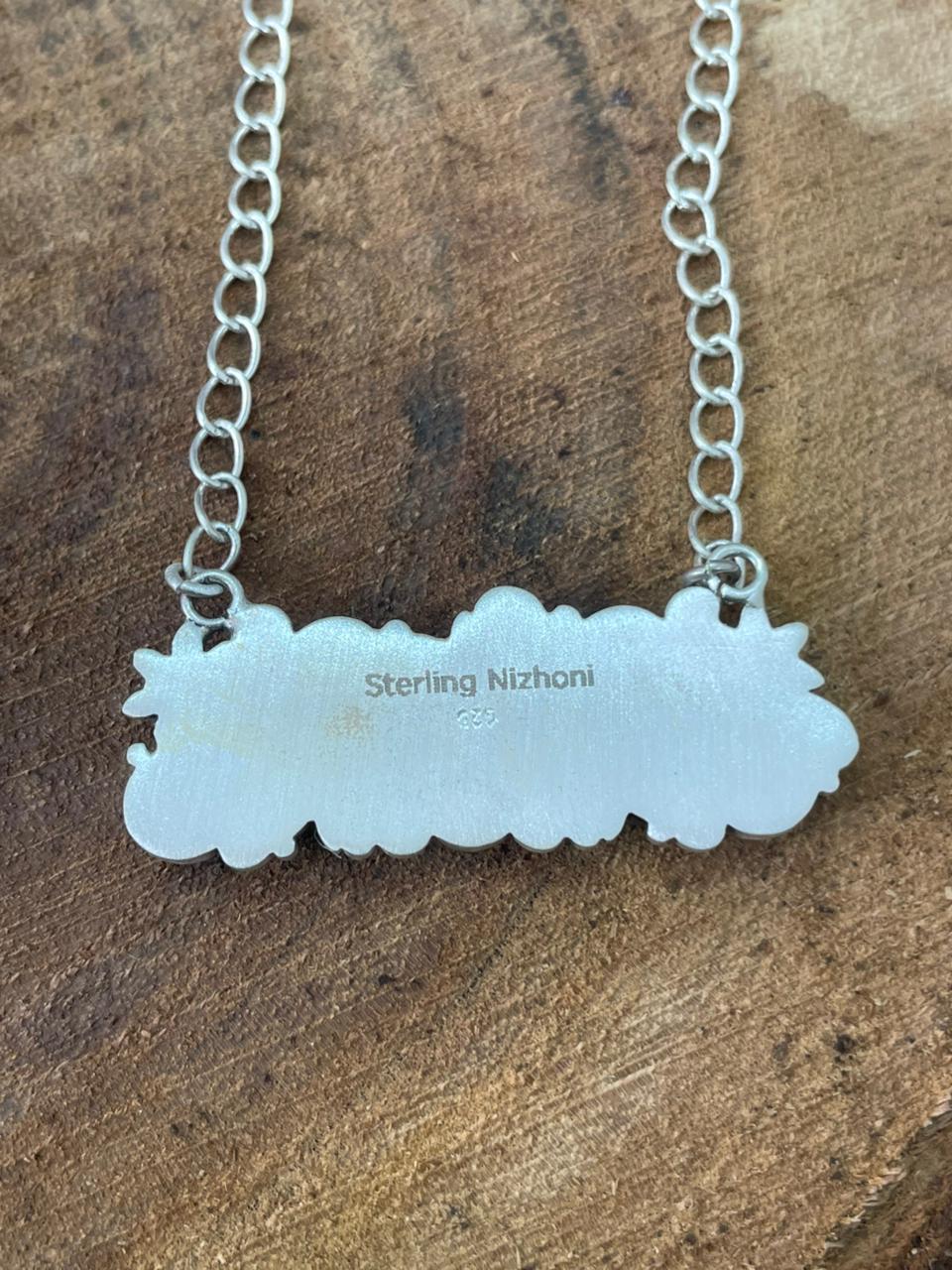Handmade Sterling Silver Kingman Turquoise Necklace "Signed Nizhoni"