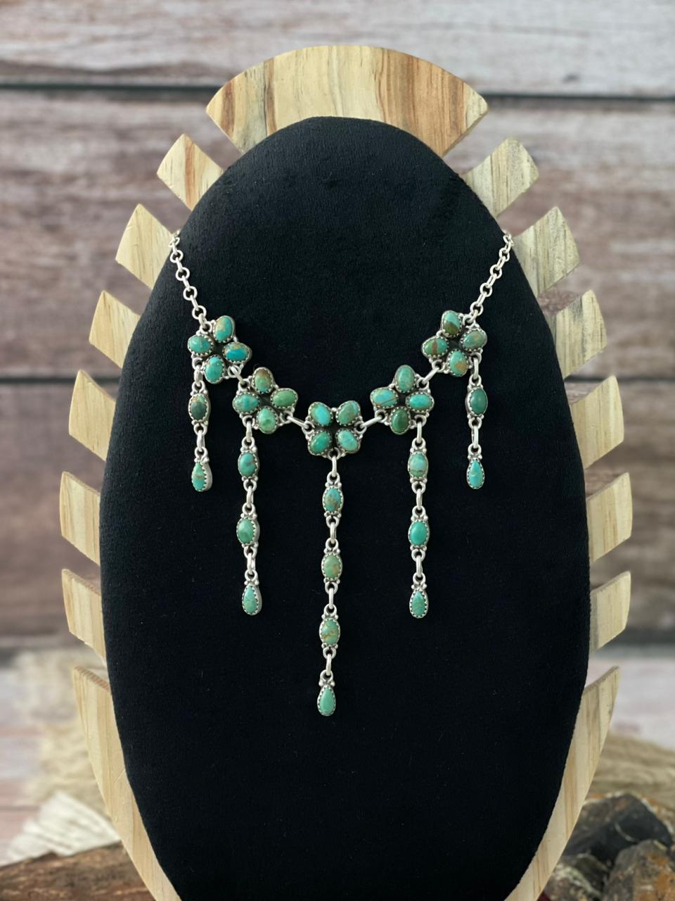 Handmade Sterling Silver Kingman Turquoise Necklace "Signed Nizhoni"