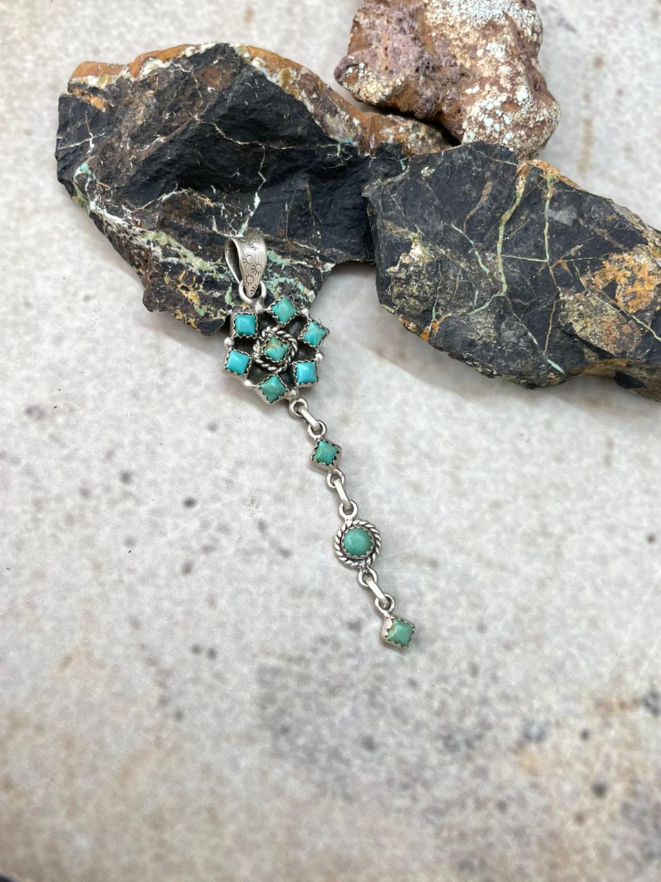 Handmade Sterling Silver Kingman Turquoise Pendant "Signed Nizhoni"