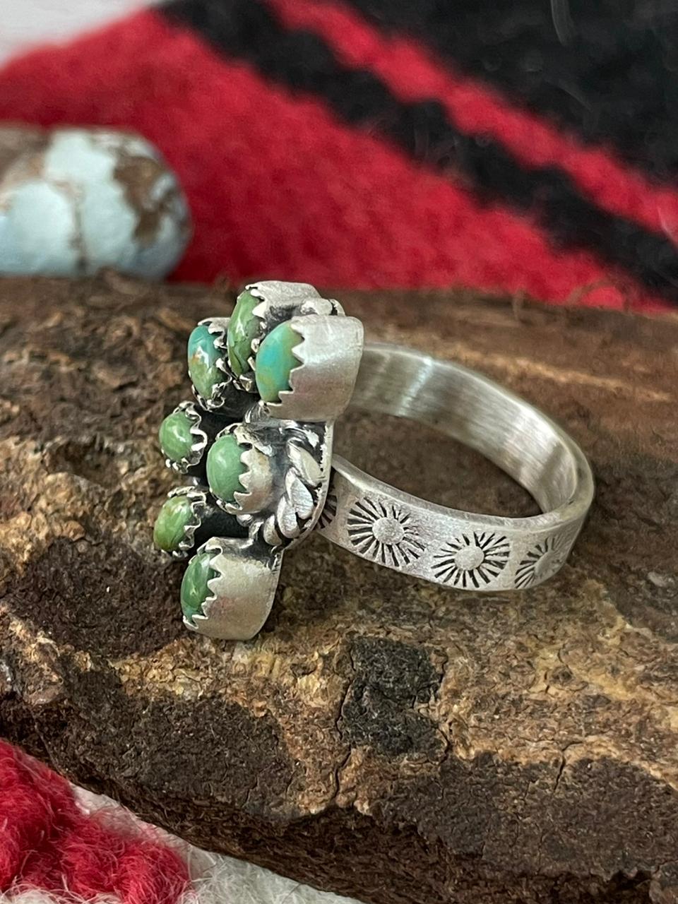 Handmade Sterling Silver Kingman Turquoise Ring "Signed Nizhoni"