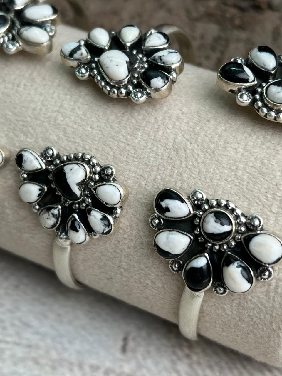 Handmade Sterling Silver White Buffalo Cuff Bracelet "Signed Nizhoni"