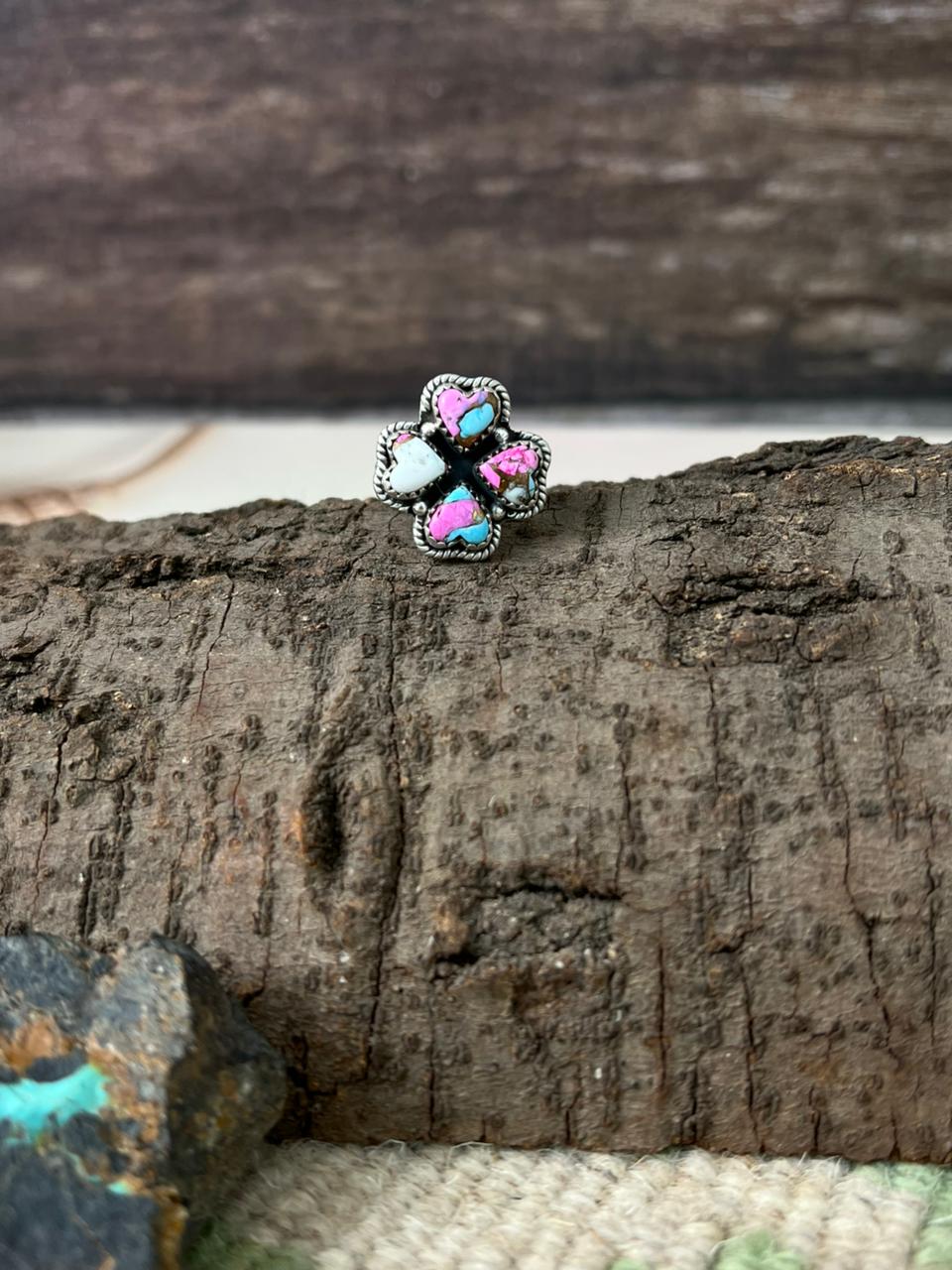 Handmade Sterling Silver Cotton Candy Adjustable Ring "Signed Nizhoni" (8)