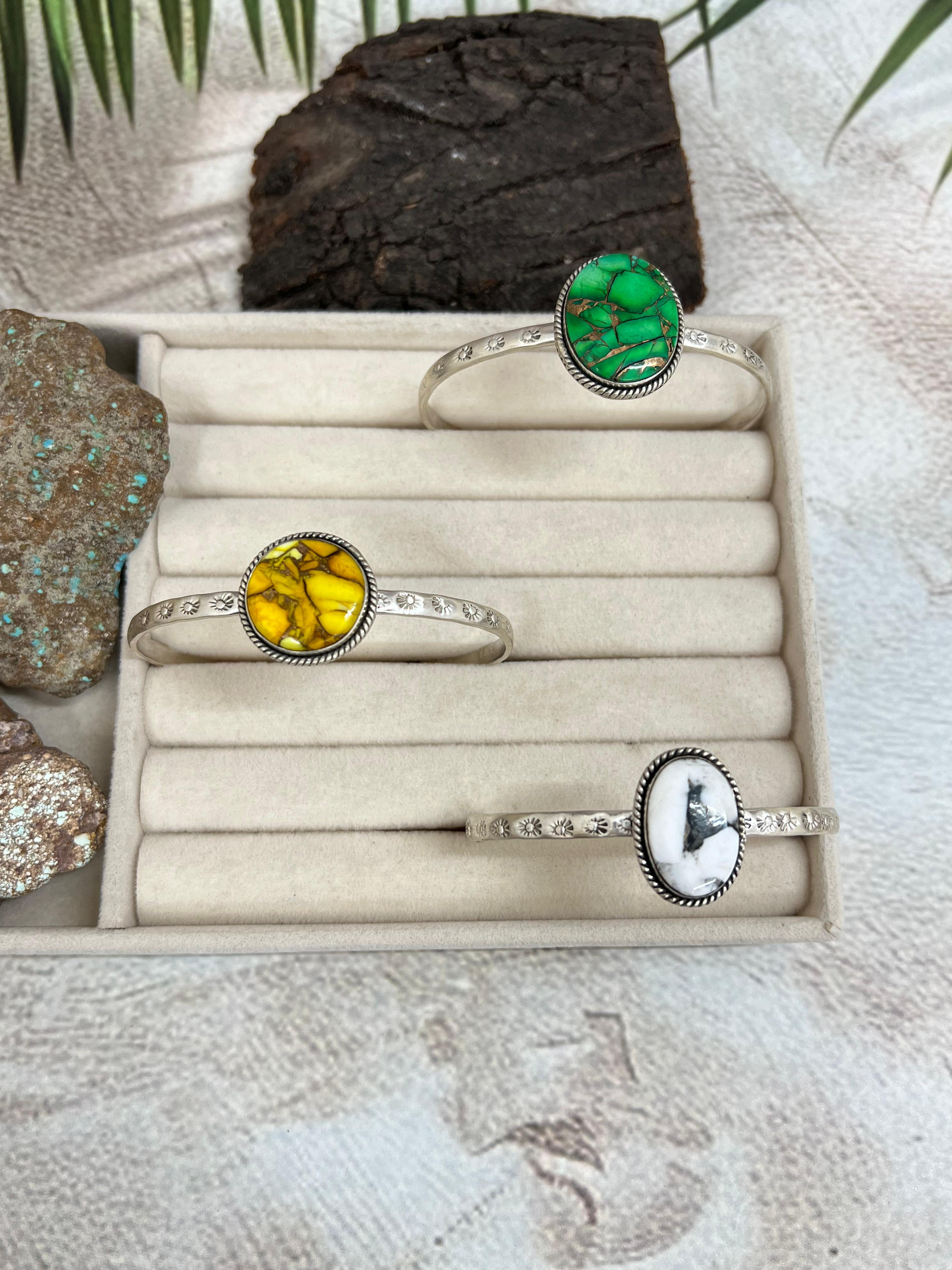 Handmade Sterling Silver Multi Stone Bracelet with Signed Nizhoni (3)