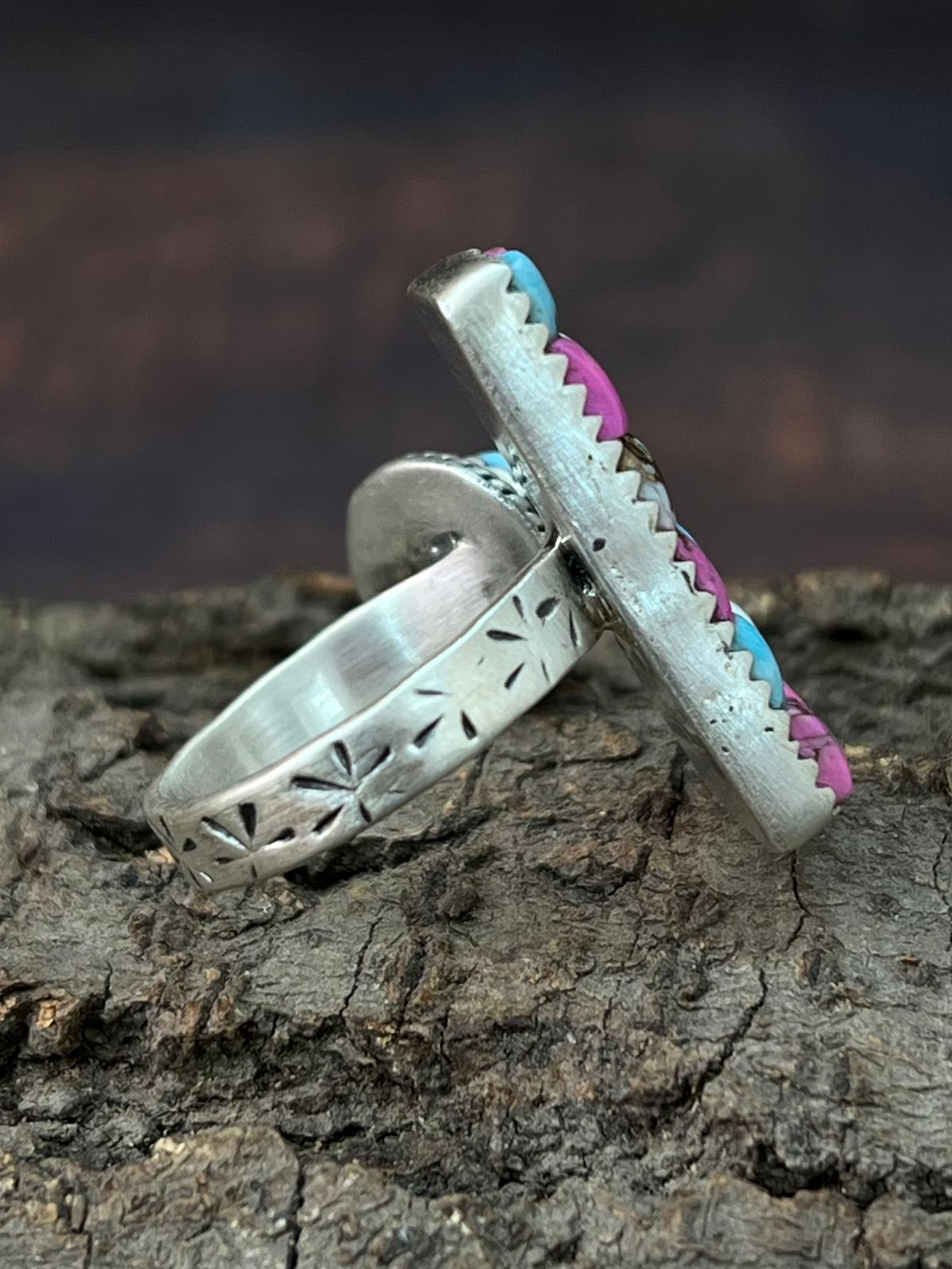 Handmade Sterling Silver Cotton Candy Adjustable Ring "Signed Nizhoni"