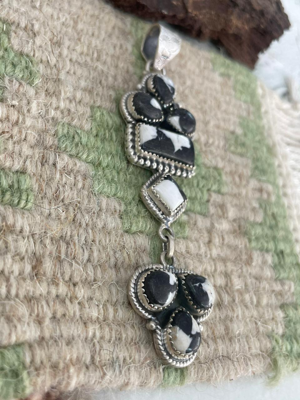 Handmade Sterling Silver White Buffalo Pendant "Signed Nizhoni"