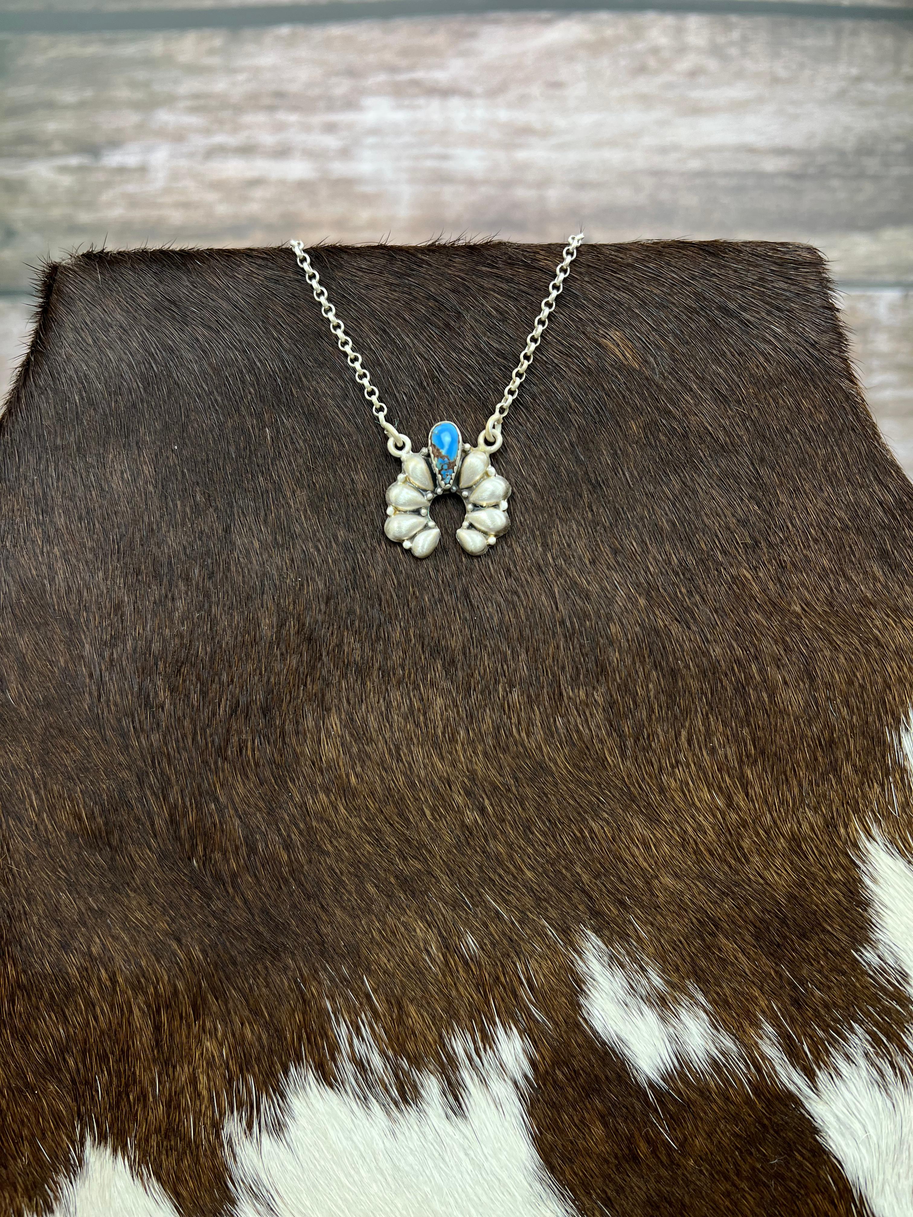 "Ball Collection" Handmade Sterling Silver Golden Hills Turquoise Necklace with Signed Nizhoni