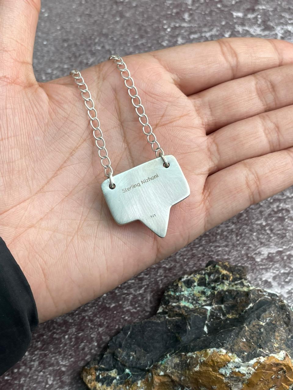 Handmade Sterling Silver White Buffalo Necklace "Signed Nizhoni"