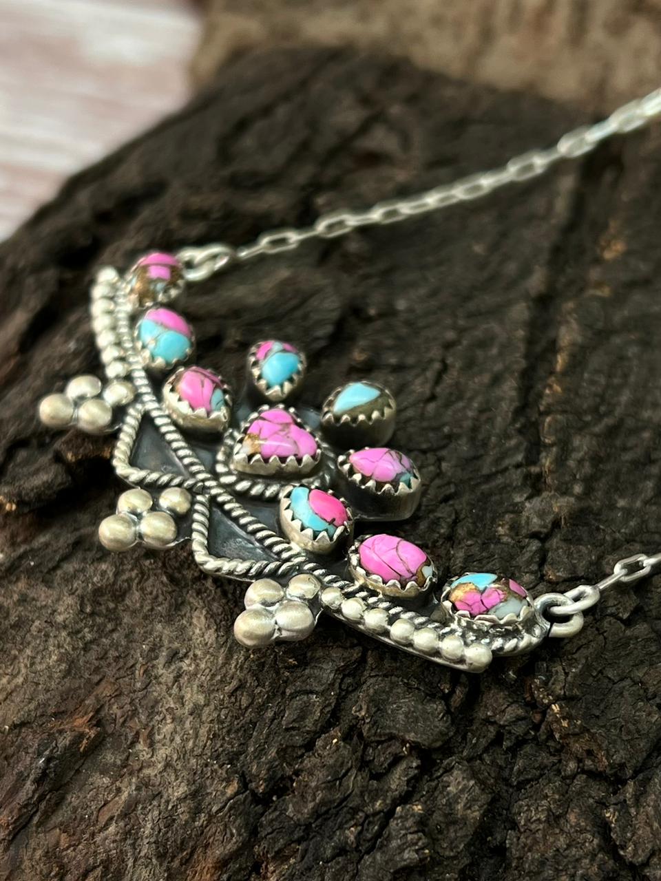 Handmade Sterling Silver Cotton Candy Necklace "Signed Nizhoni"