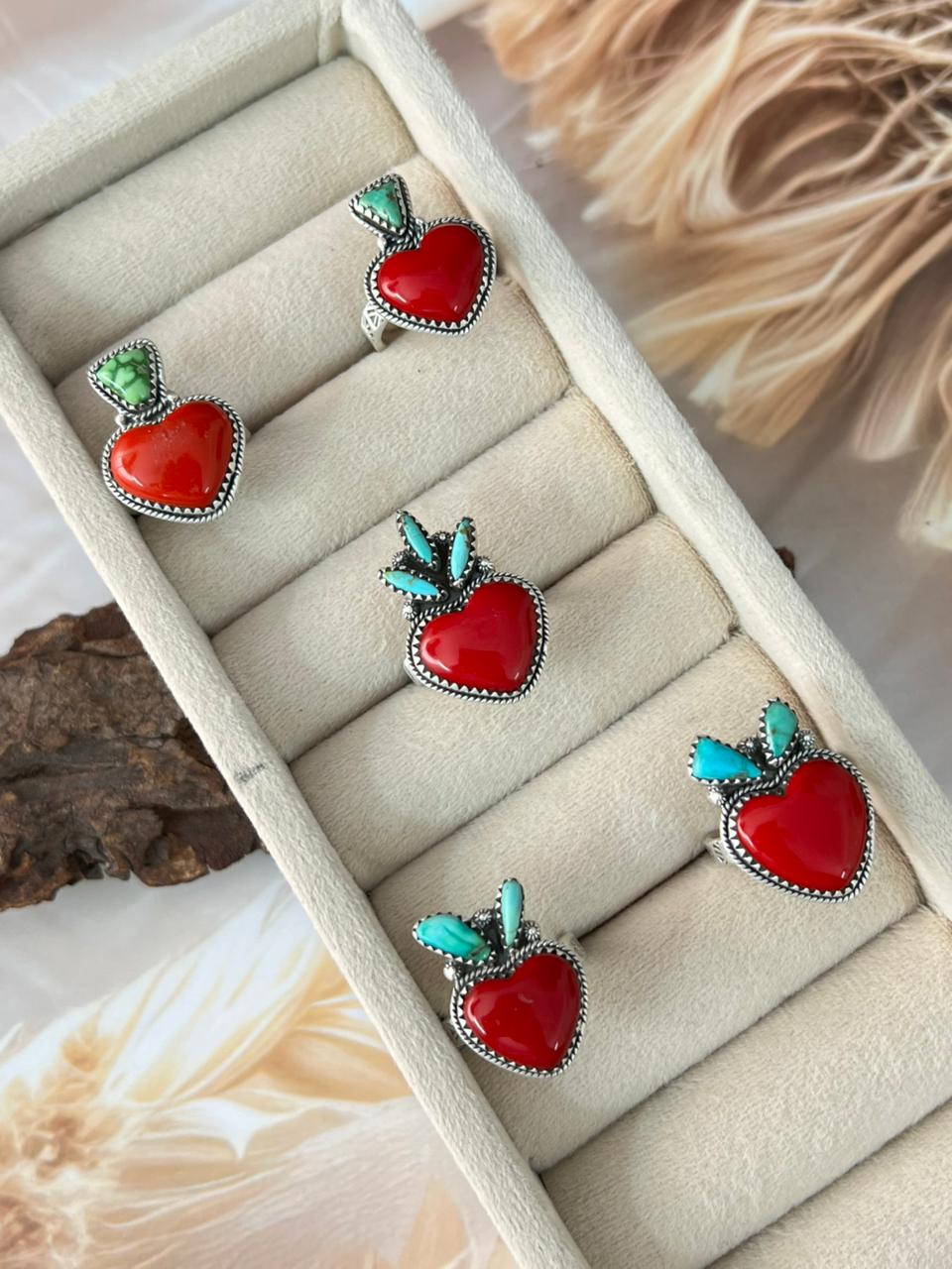Handmade Sterling Silver Multi Stone Adjustable Cherry Ring "Signed Nizhoni"
