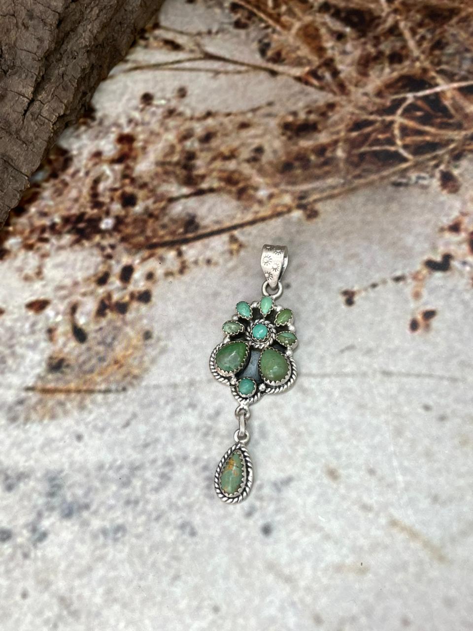 Handmade Sterling Silver Kingman Turquoise Pendant "Signed Nizhoni"