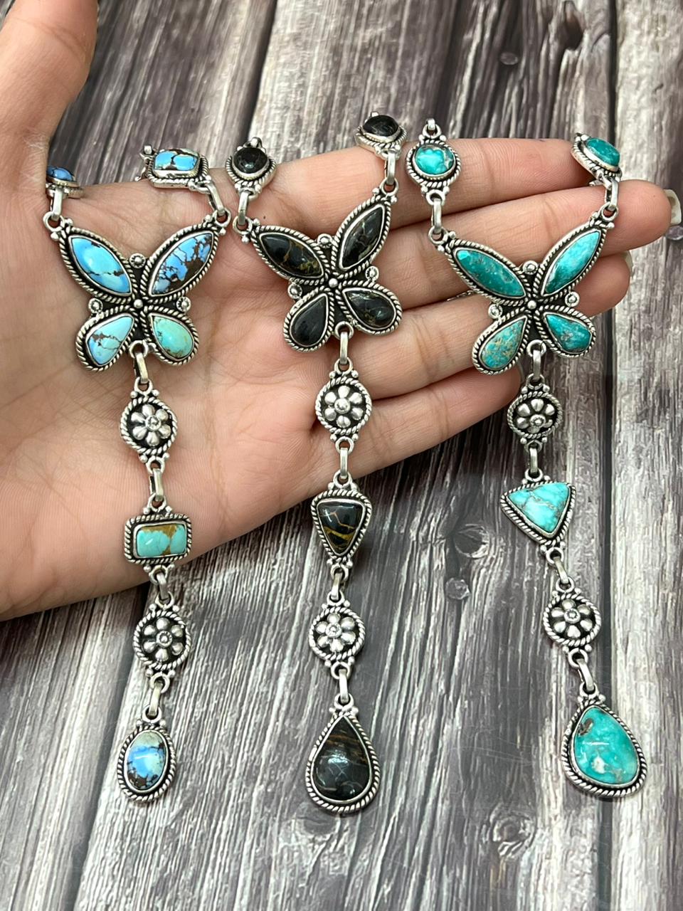 Handmade Sterling Silver Multi Stone Necklace "Signed Nizhoni"