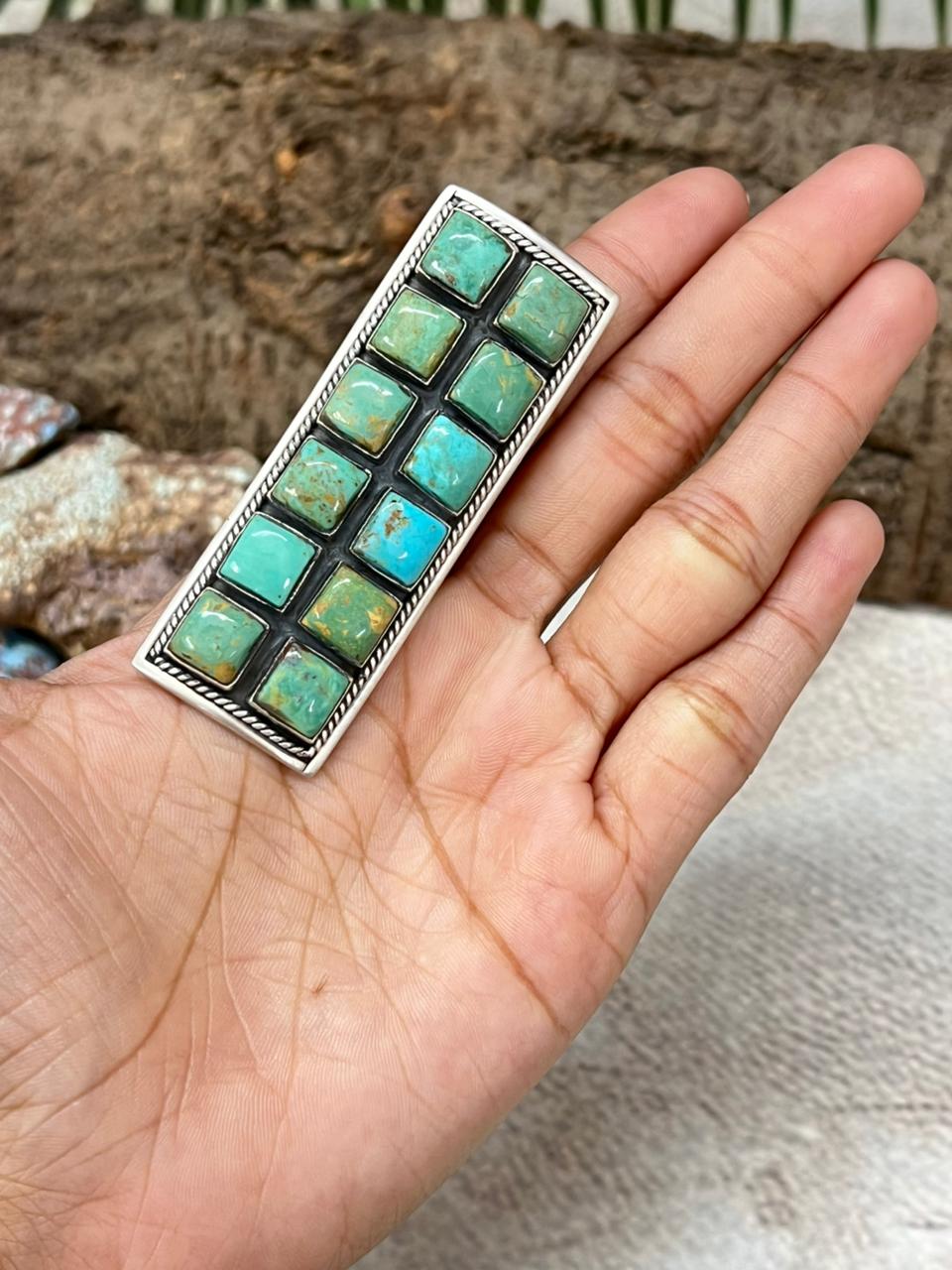 Handmade Sterling Silver Old Stock Royston Turquoise Adjustable Ring With Signed Nizhoni