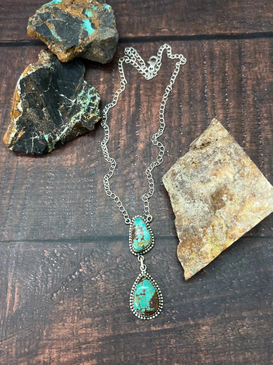 Handmade Sterling Silver Mantis Turquoise Necklace "Signed Nizhoni"