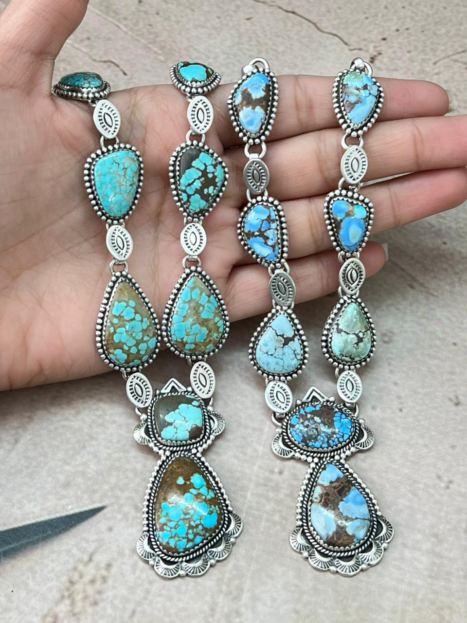 Handmade Sterling Silver Multi Stone Necklace "Signed Nizhoni"