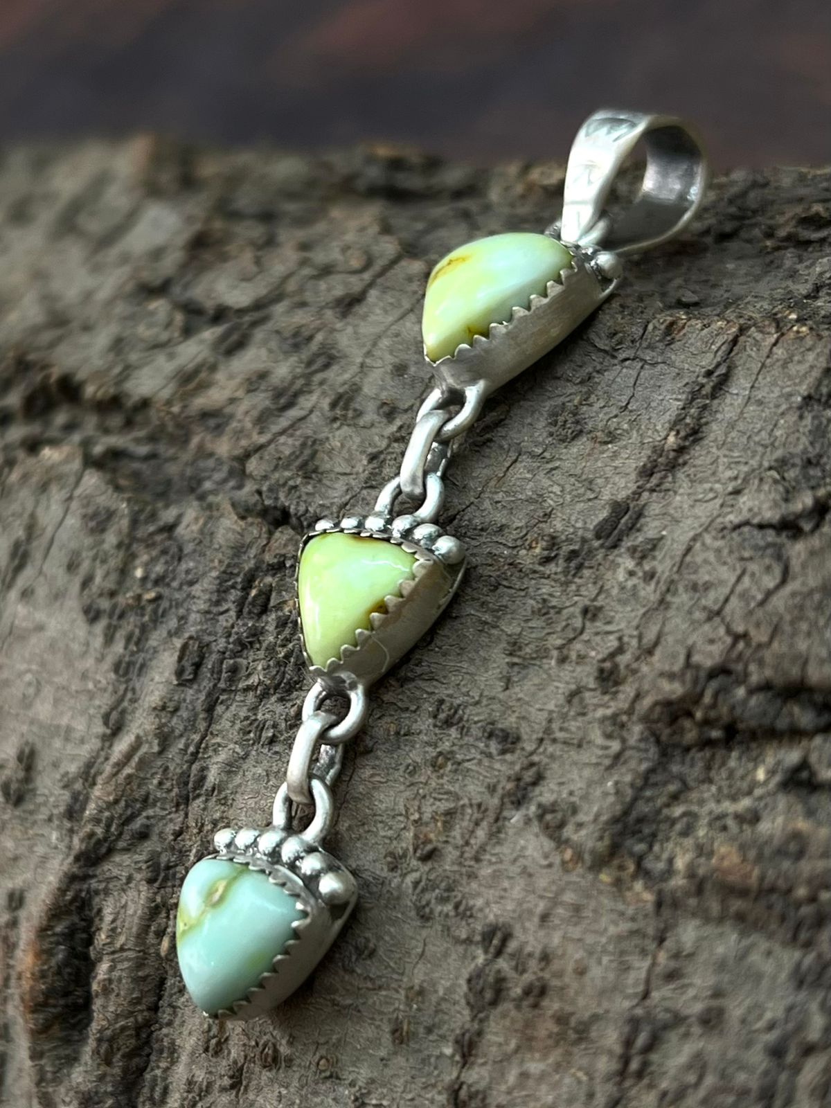 Handmade Sterling Silver Palomino Turquoise Pendant "Signed Nizhoni"