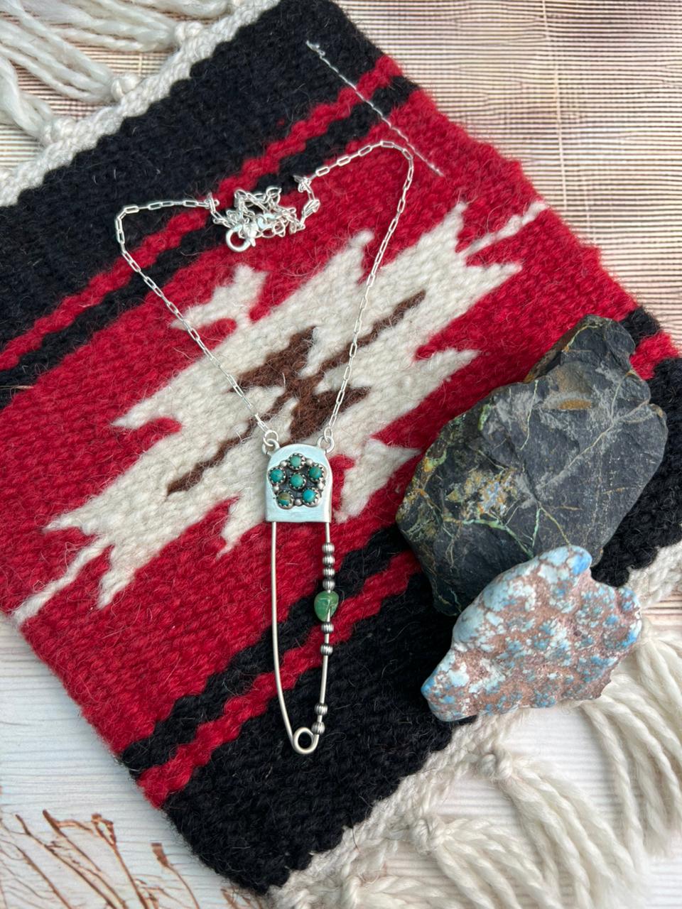 Handmade Sterling Silver Kingman Turquoise Necklace "Signed Nizhoni"