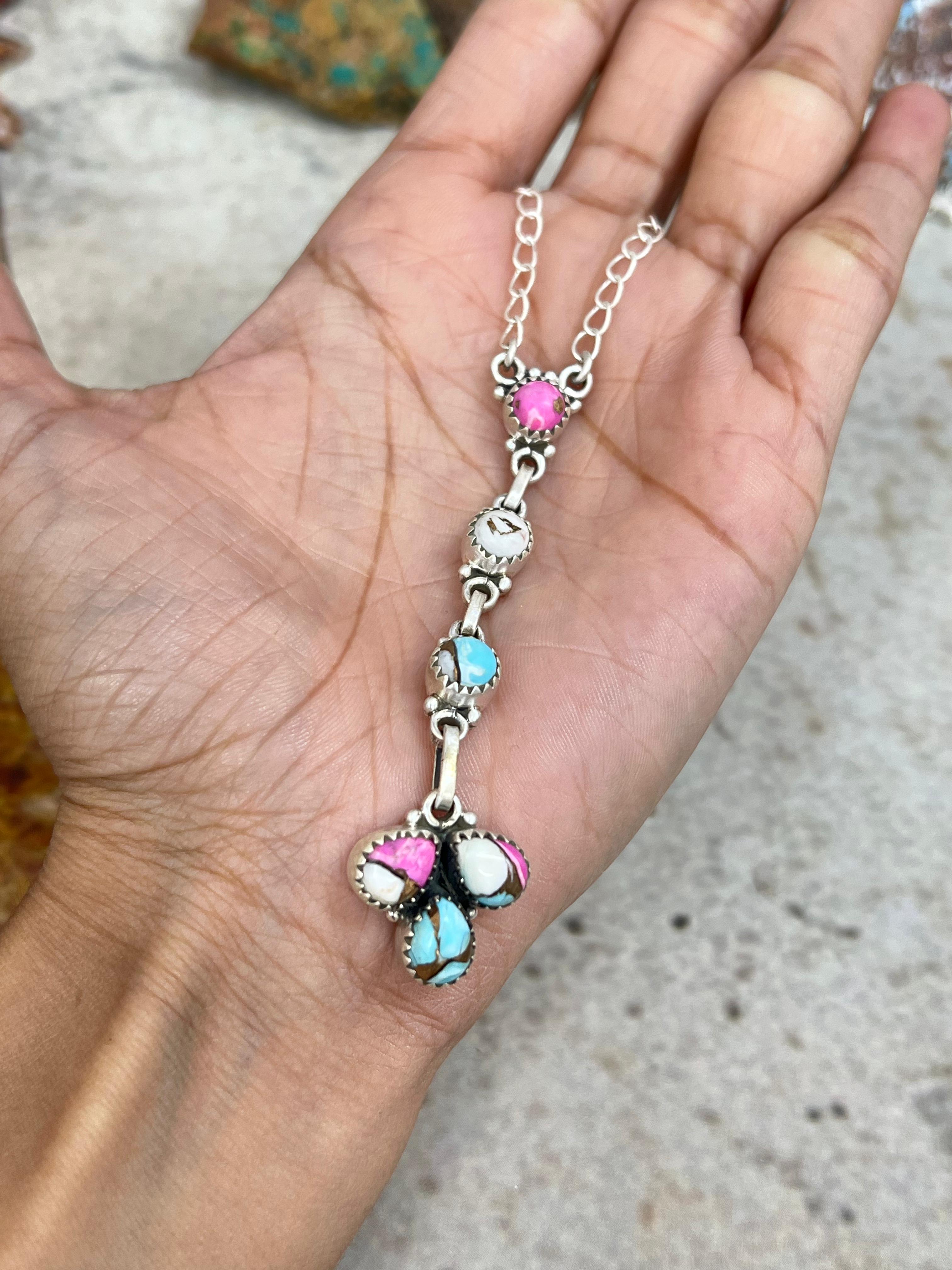 Handmade Sterling Silver Cotton Candy Necklace Signed Nizhoni (9)