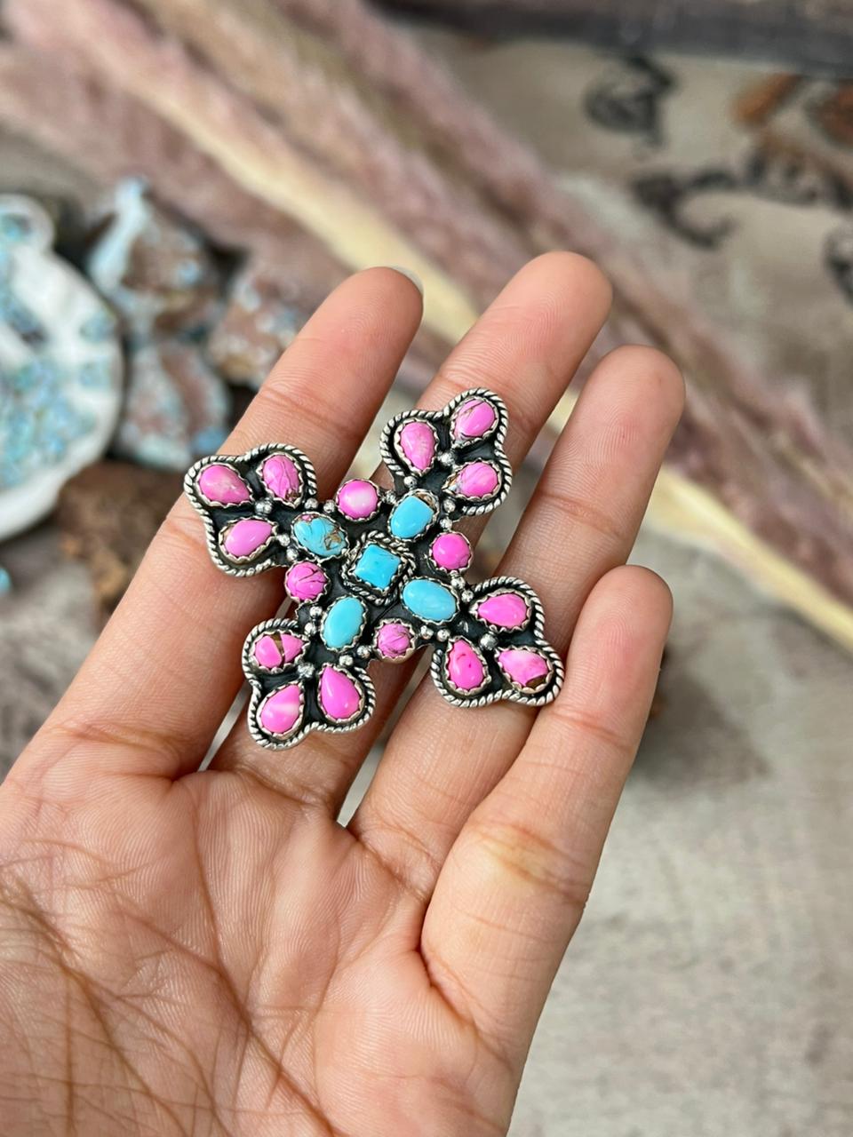 Handmade Sterling Silver Cotton Candy Adjustable Ring "Signed Nizhoni"