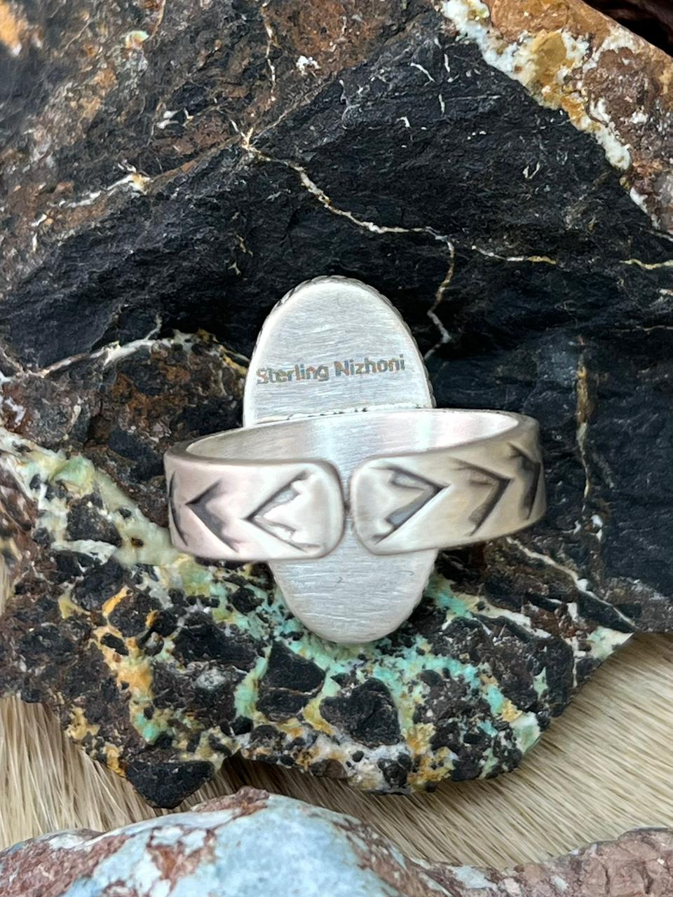 Handmade Sterling Silver Hot Pink Adjustable Ring "Signed Nizhoni"