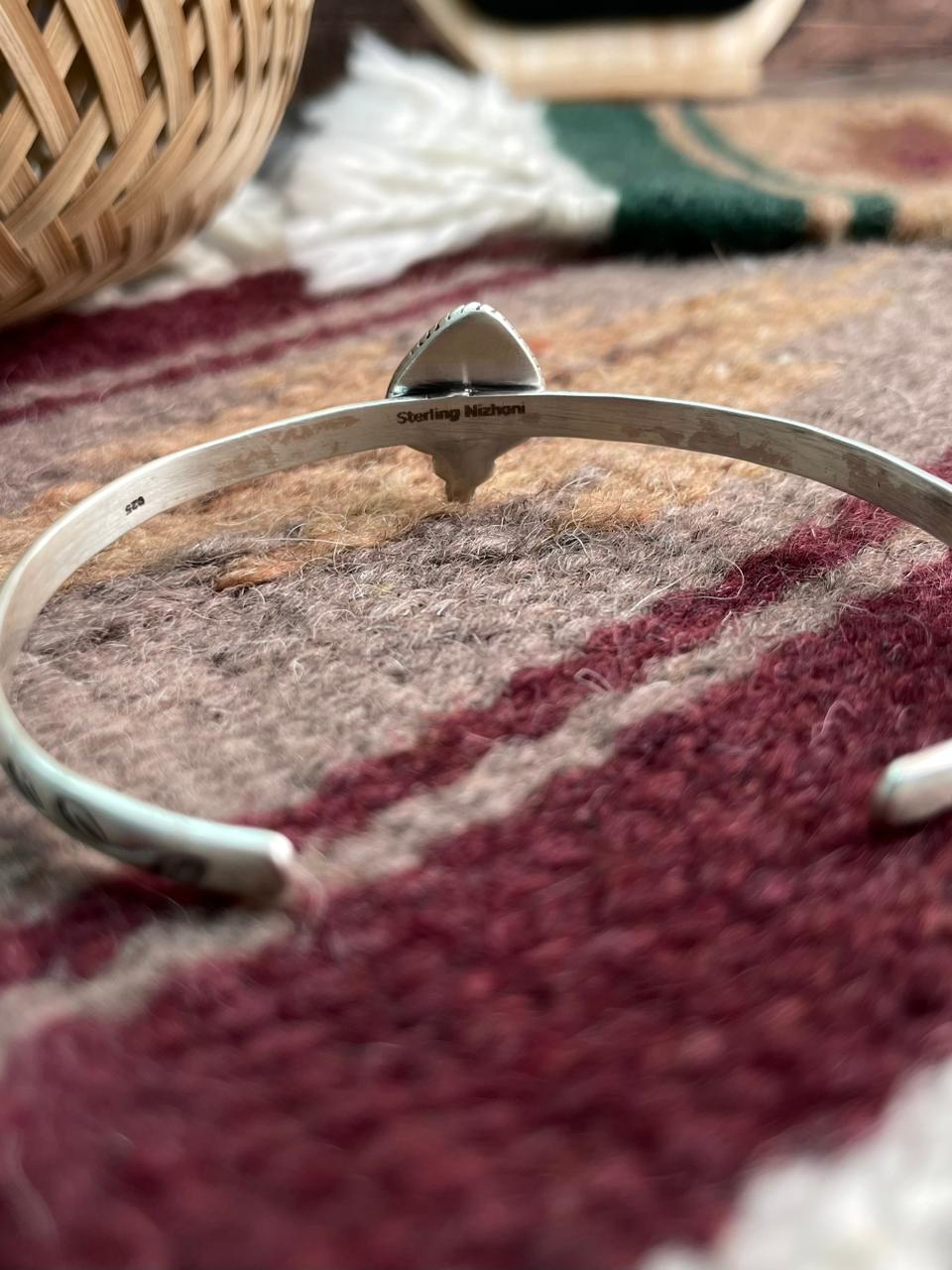 Handmade Sterling Silver Hot Pink Cuff Bracelet "Signed Nizhoni"