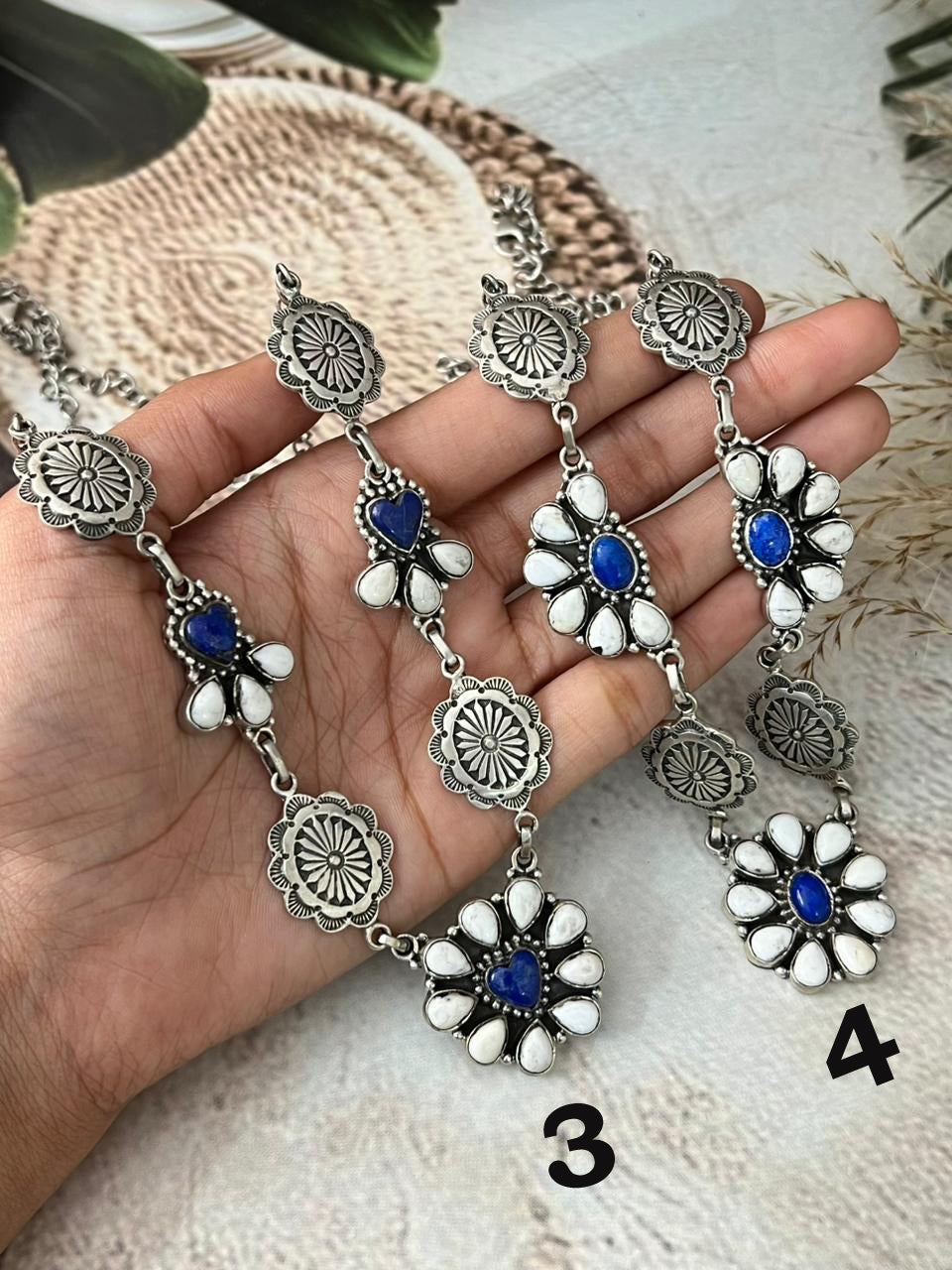 Handmade Sterling Silver Lapis with White Buffalo Necklace "Signed Nizhoni"