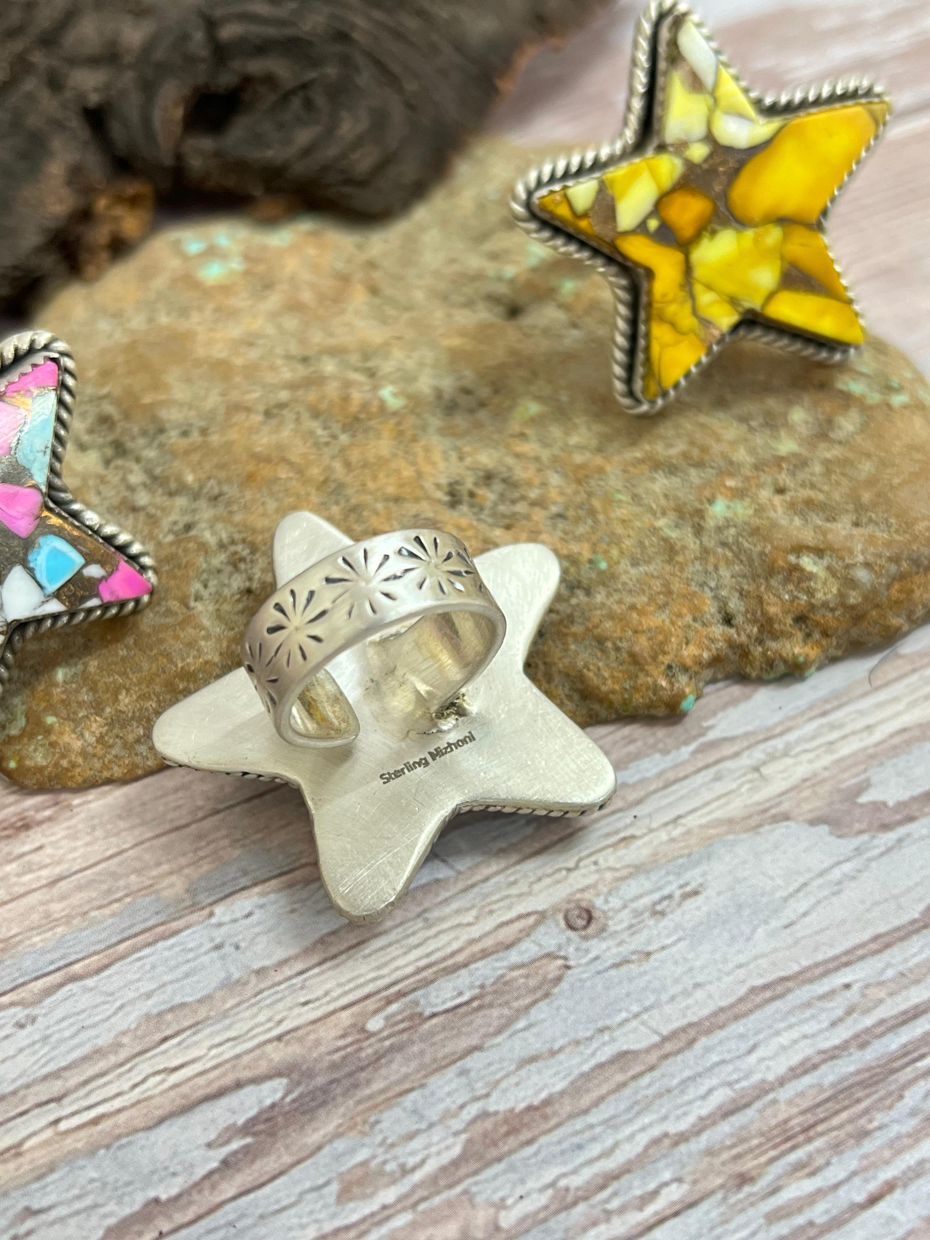 Handmade Sterling Silver Multi Stone Adjustable Ring Signed Nizhoni