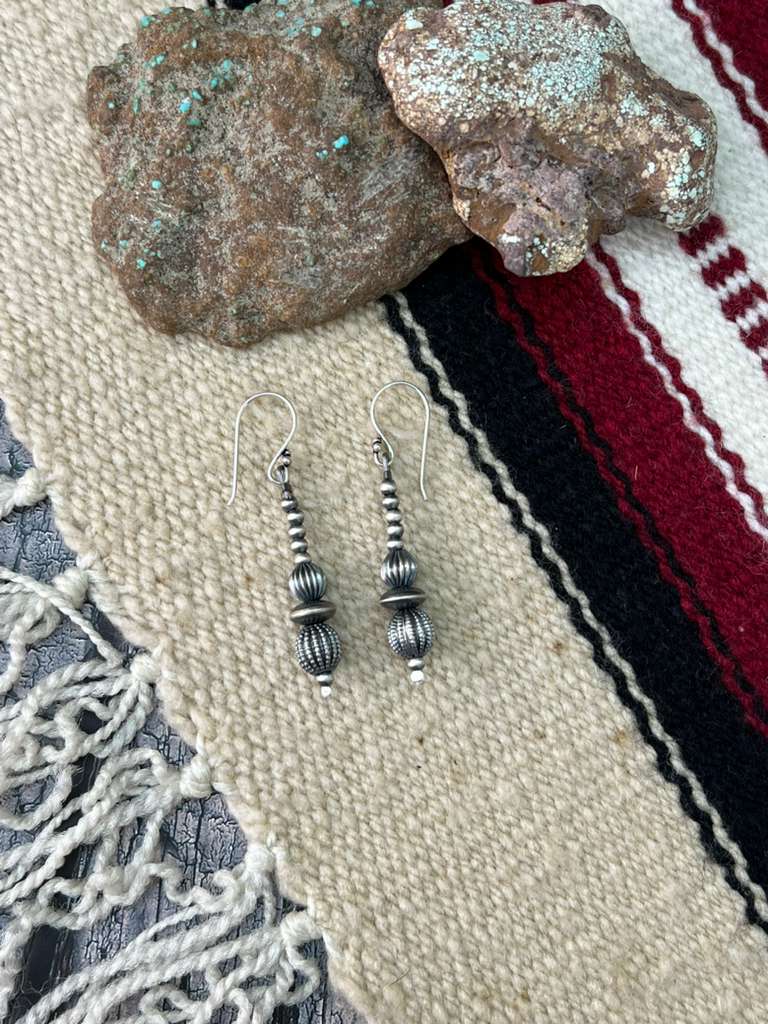 Handmade Sterling Silver Beaded Hook Dangle Earrings