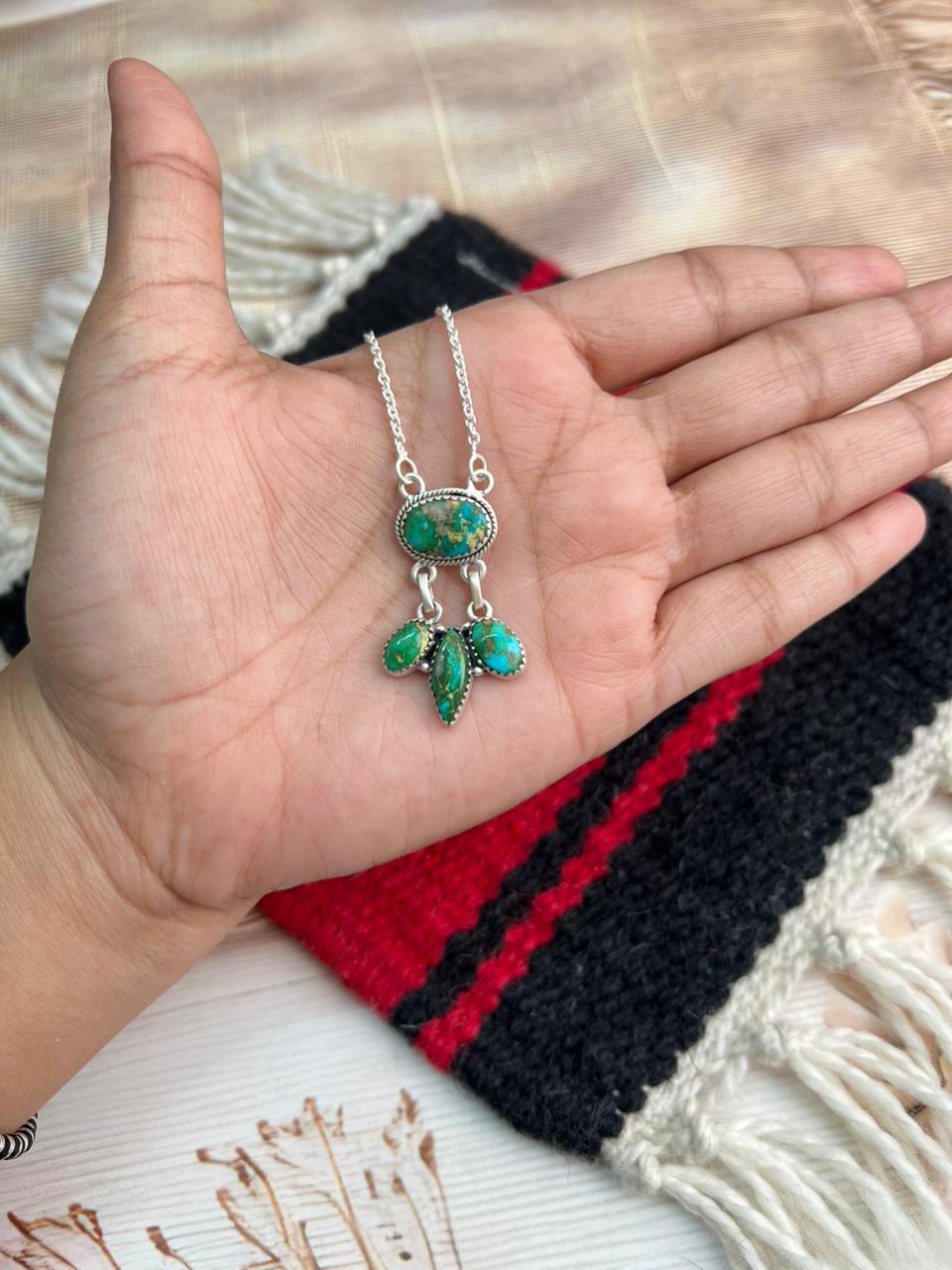 Handmade Sterling Silver Sonoran Mountain Turquoise Necklace "Signed Nizhoni"