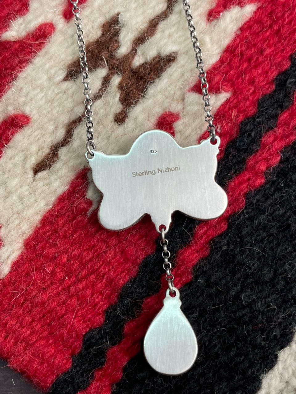 Handmade Sterling Silver Santa Maria Turquoise with Palomino Turquoise Necklace "Signed Nizhoni"