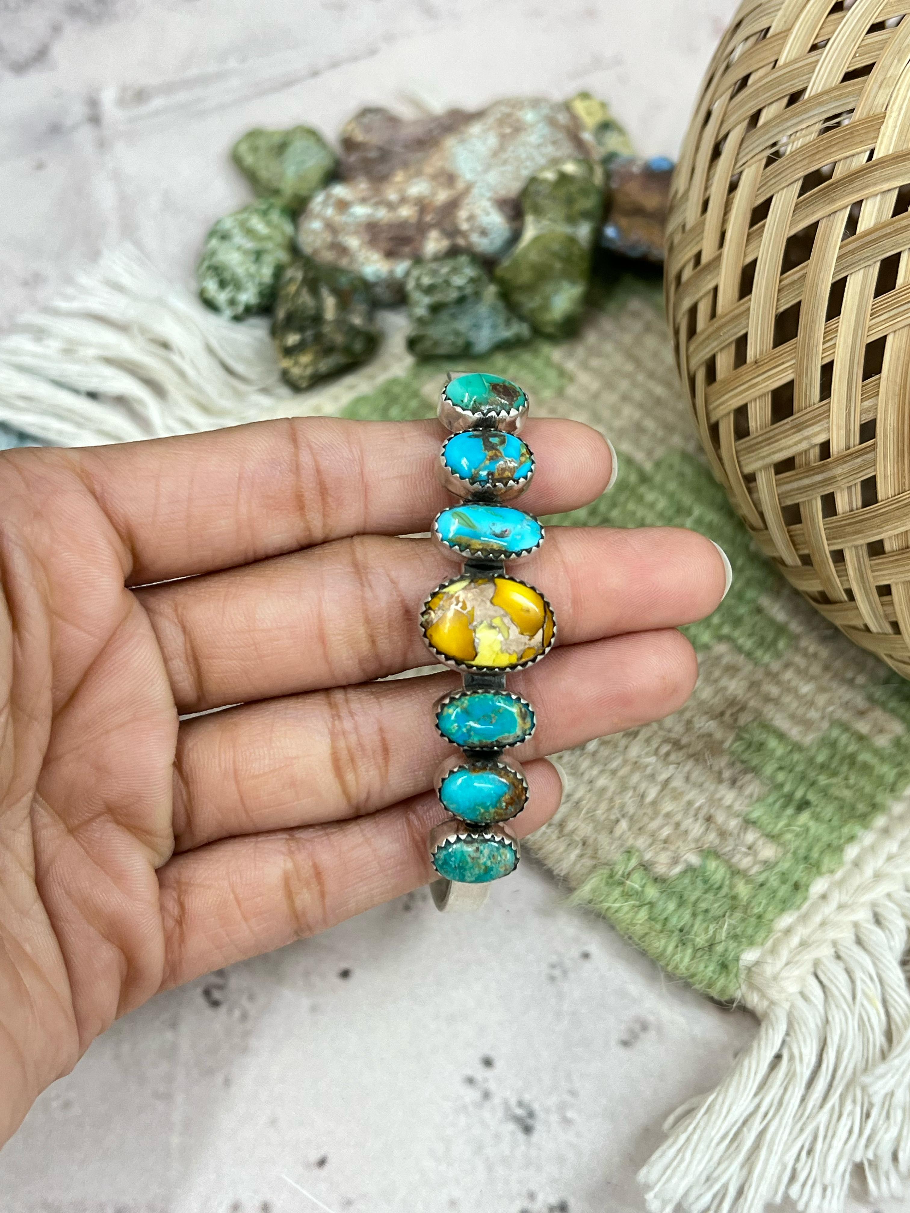 Handmade Sterling Silver Honey Dahlia with South Hill Bracelet with Signed Nizhoni