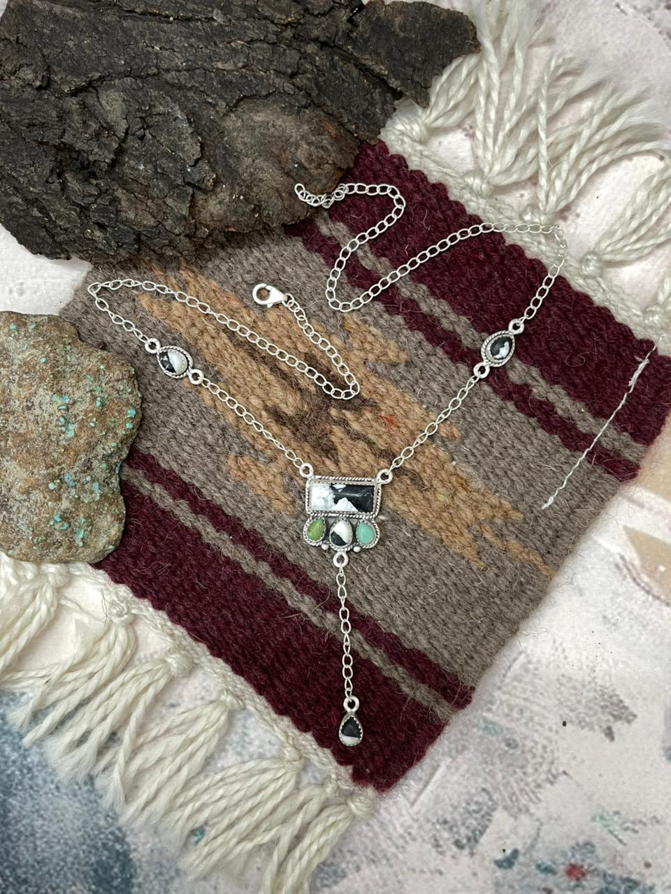 Handmade Sterling Silver Multistone Necklace "Signed Nizhoni"