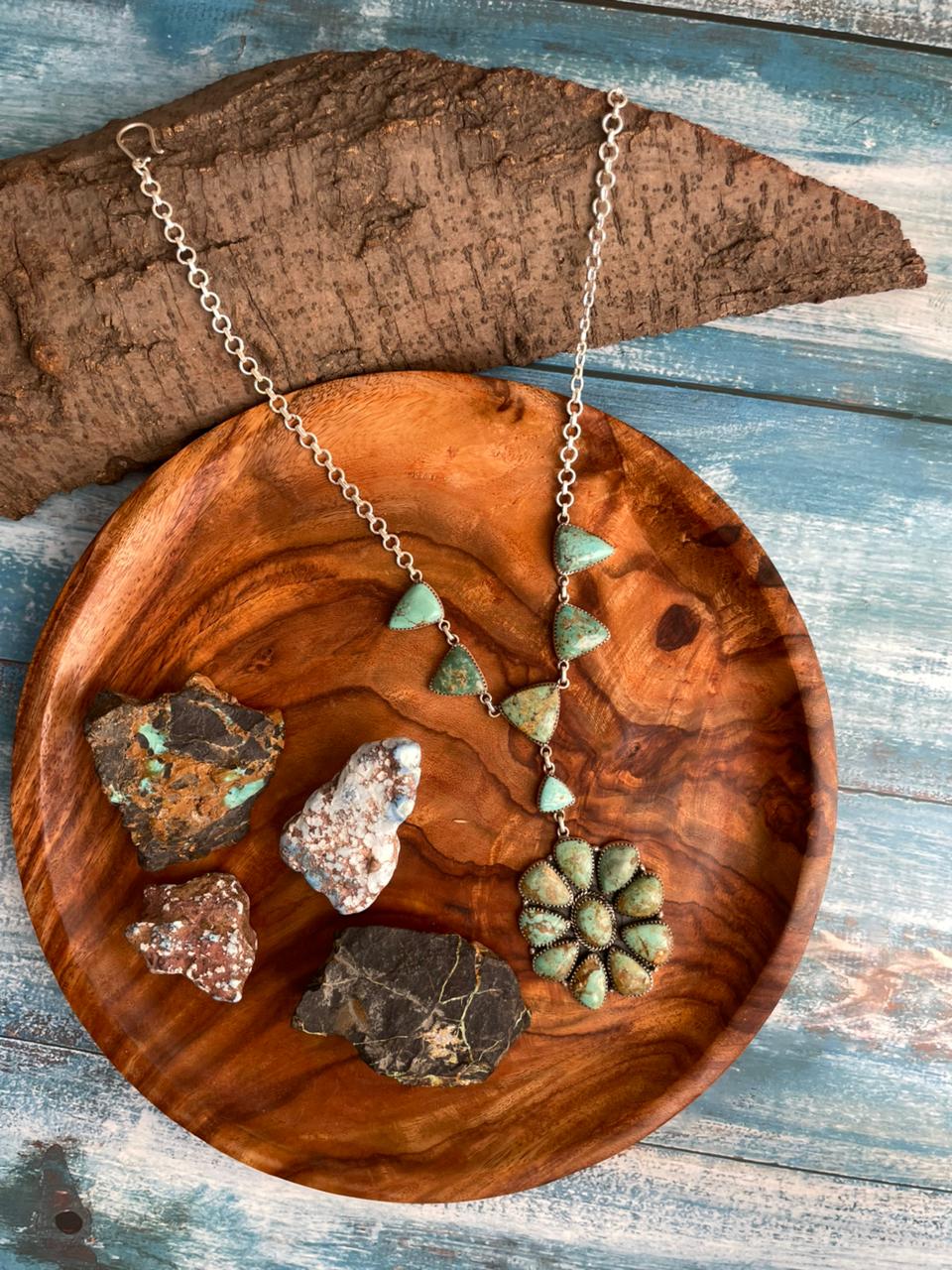 Handmade Sterling Silver Baja Turquoise Collection: Necklace "Signed Nizhoni"