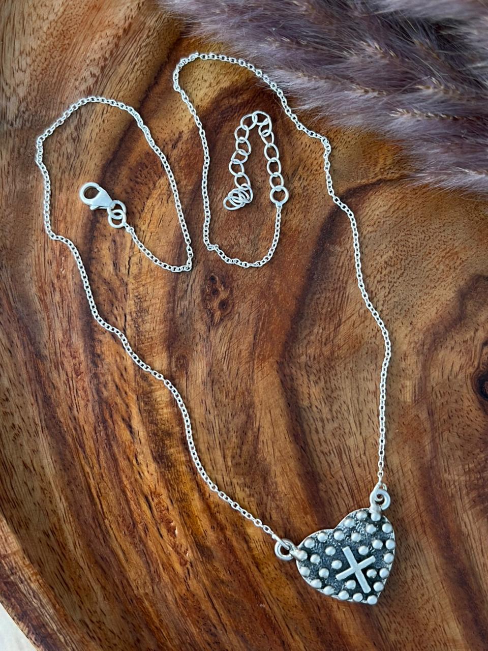 Handmade Sterling Silver Heart Necklace "Signed Nizhoni"