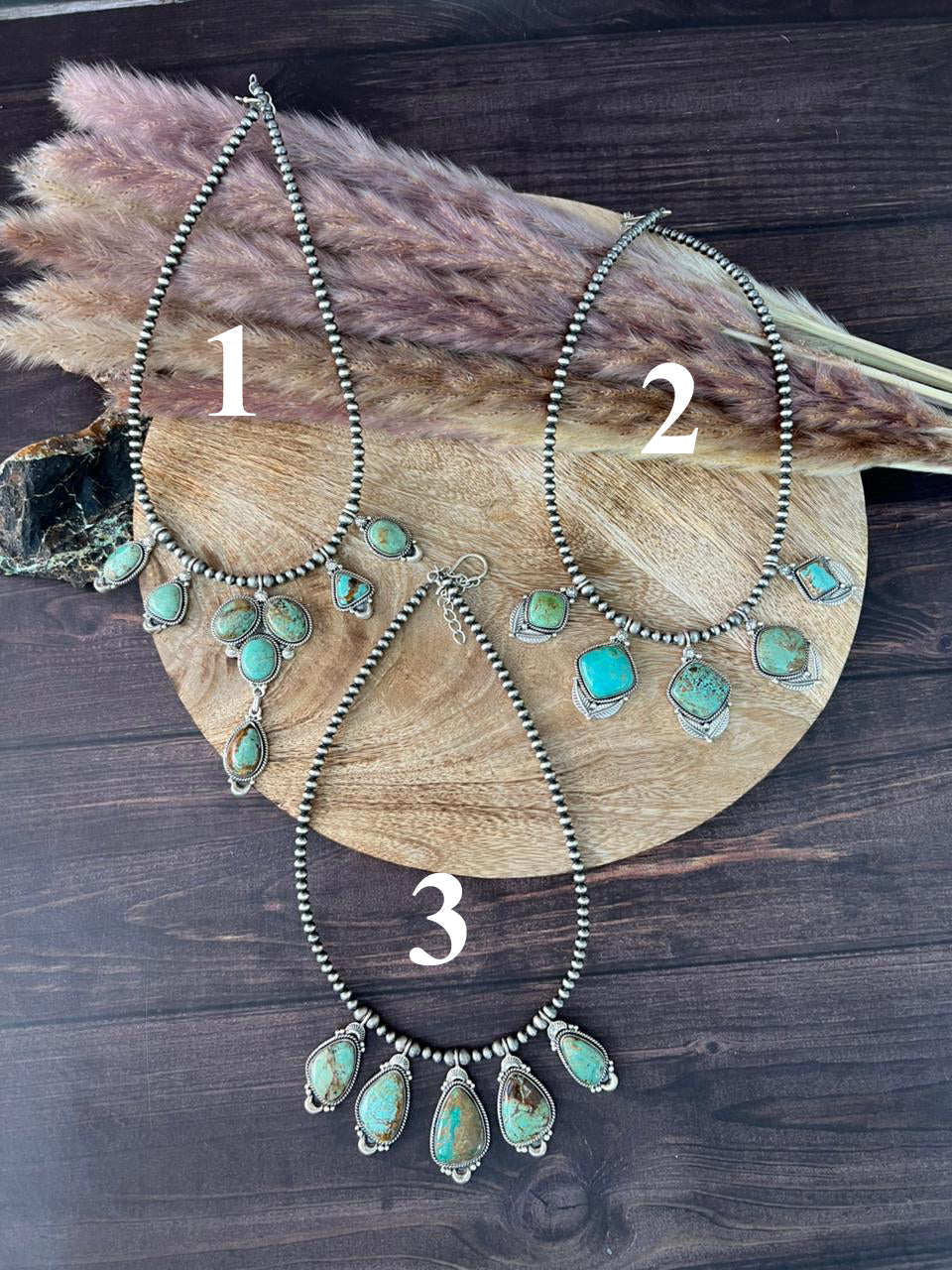 Handmade Sterling Silver Baja Turquoise Collection: Beaded Necklace "Signed Nizhoni"