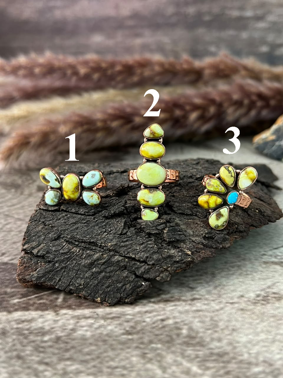 Handmade Palomino with White Water Turquoise Copper Collection: Adjustable Ring Signed Nizhoni