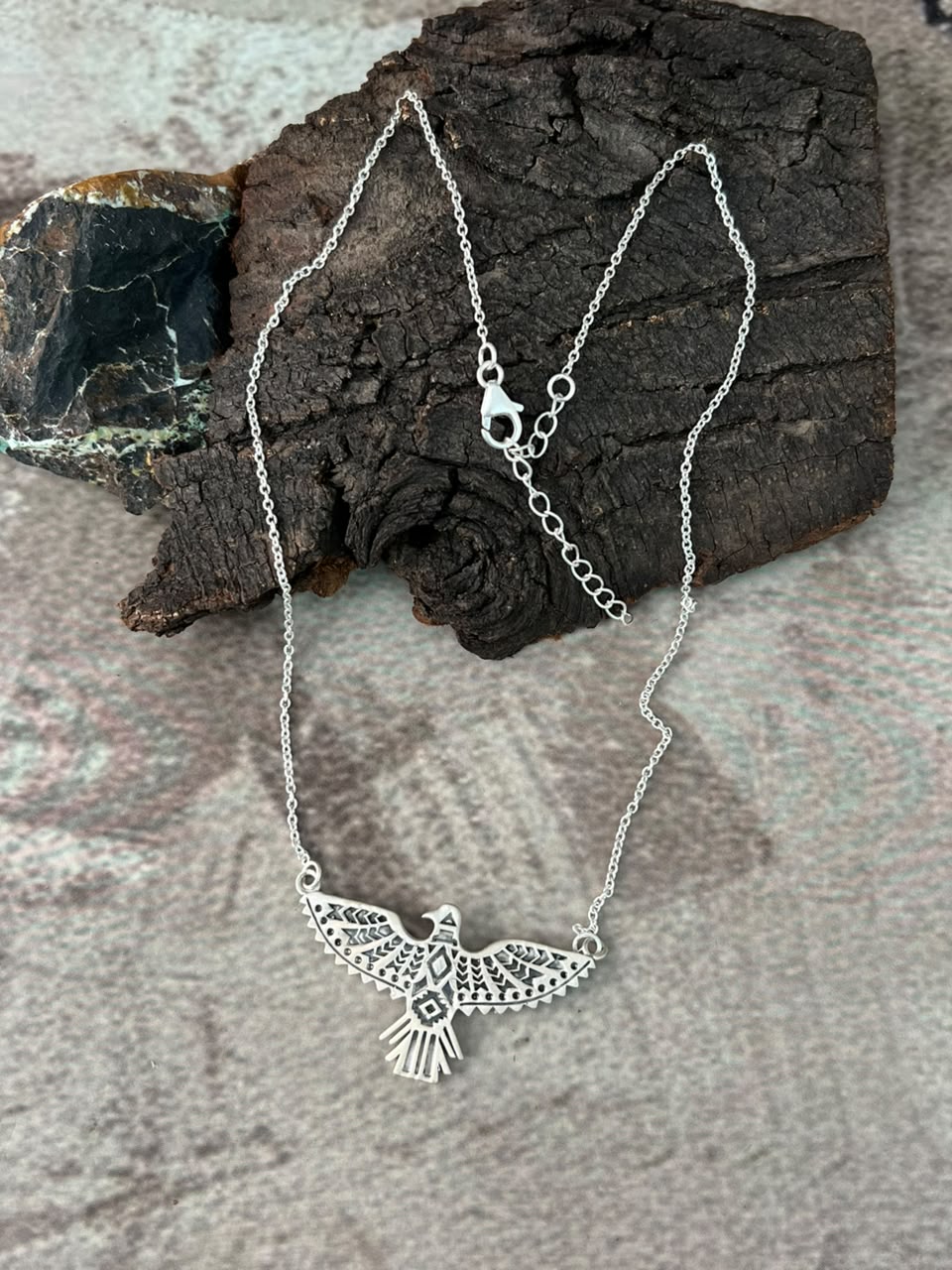 Handmade Sterling Silver Thunderbird Necklace Signed Nizhoni