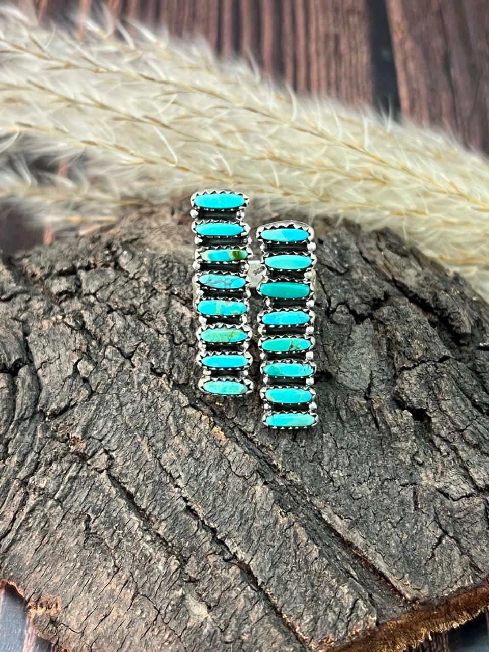 Handmade Sterling Silver Kingman Turquoise Adjustable Ring "Signed Nizhoni"