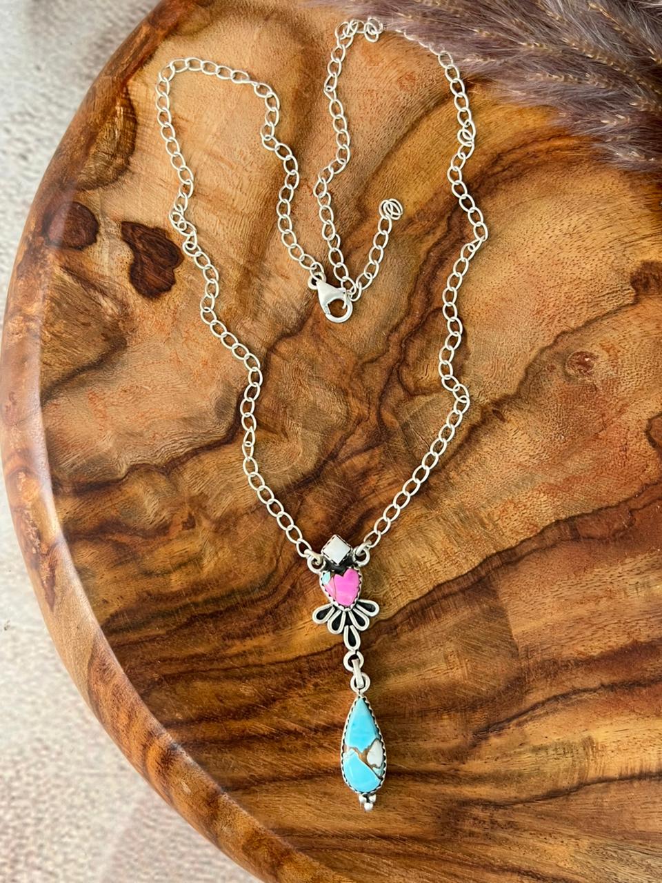 Handmade Sterling Silver Cotton Candy Necklace "Signed Nizhoni"