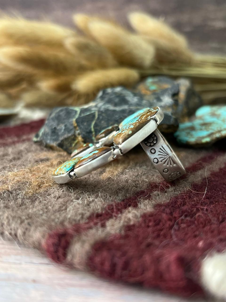 Handmade Sterling Silver Number 8 Turquoise Naja Adjusatble Ring "Signed Nizhoni"
