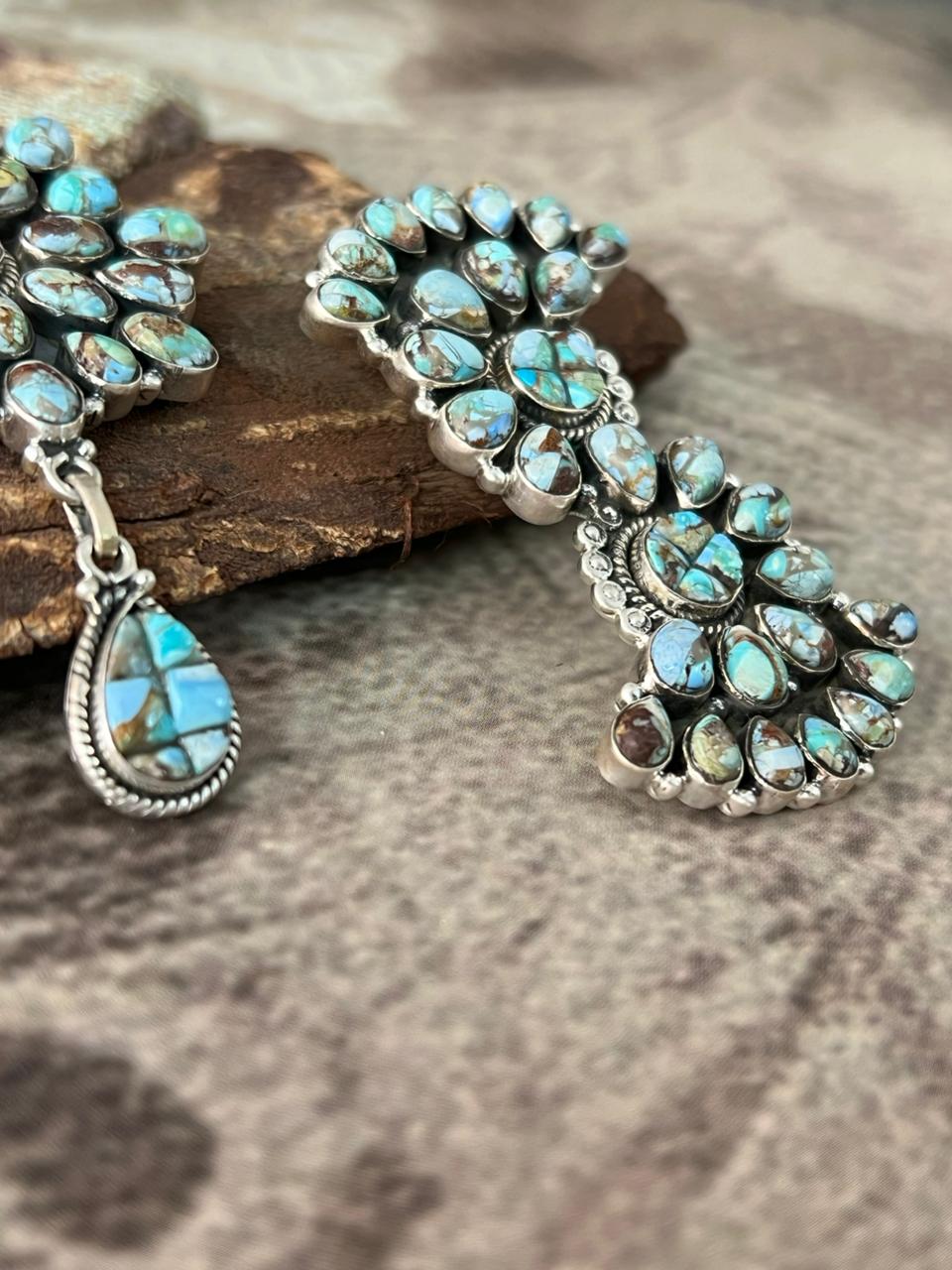Handmade Sterling Silver Golden Hills Turquoise Cobble Collection Pendant "Signed Nizhoni"