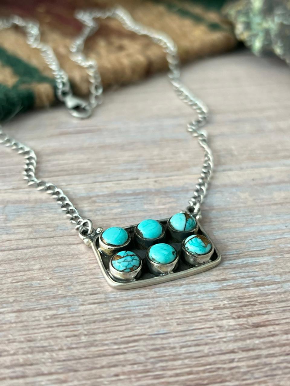 Handmade Sterling Silver Mint Dahlia Collection: Necklace "Signed Nizhoni"