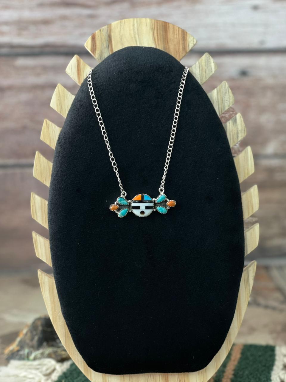 Handmade Sterling Silver Turquoise and MOP Necklace "Signed Nizhoni"